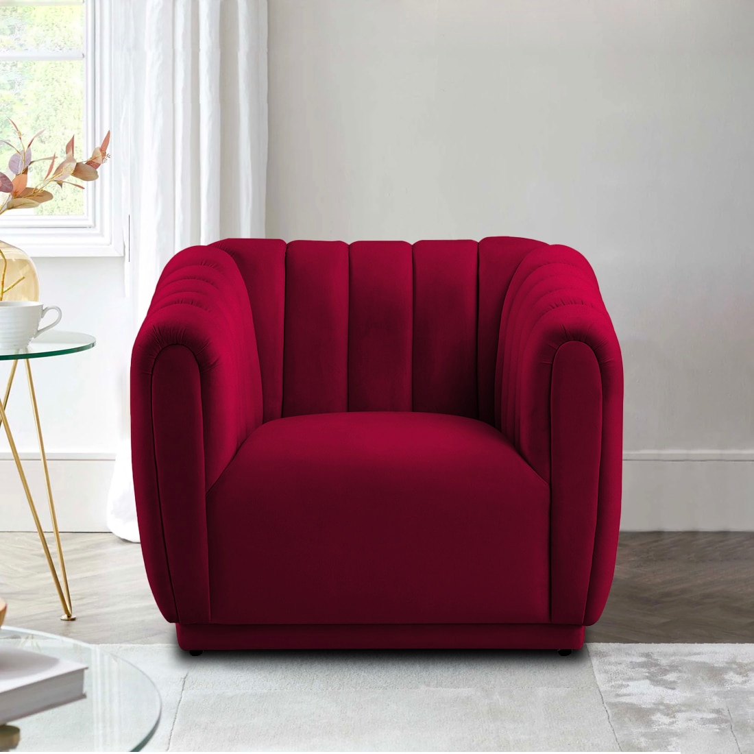 Rosa Fabric Sofa (Maroon) - Home Lifestylez