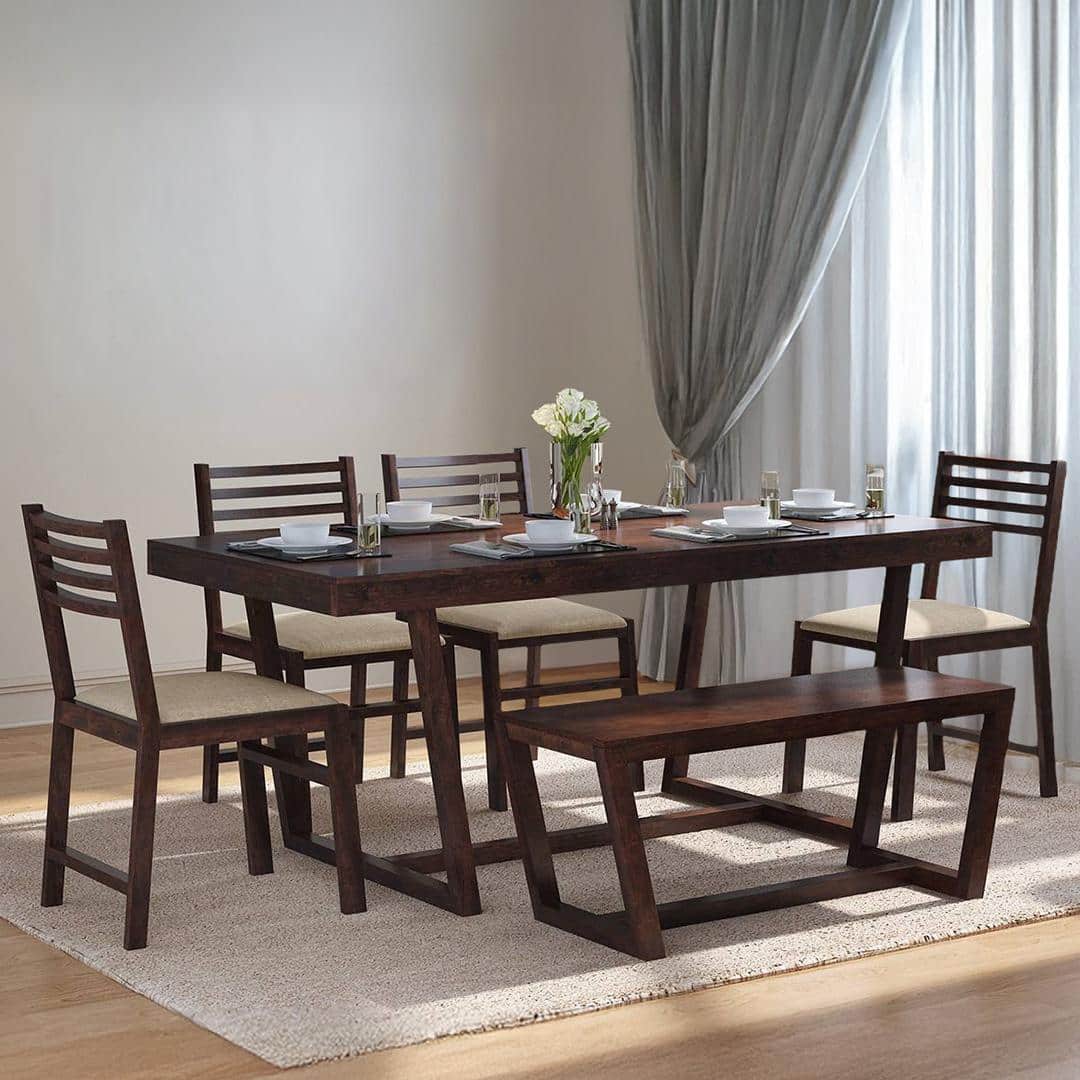 Caprica 6 Seater Dining Table Set With Bench