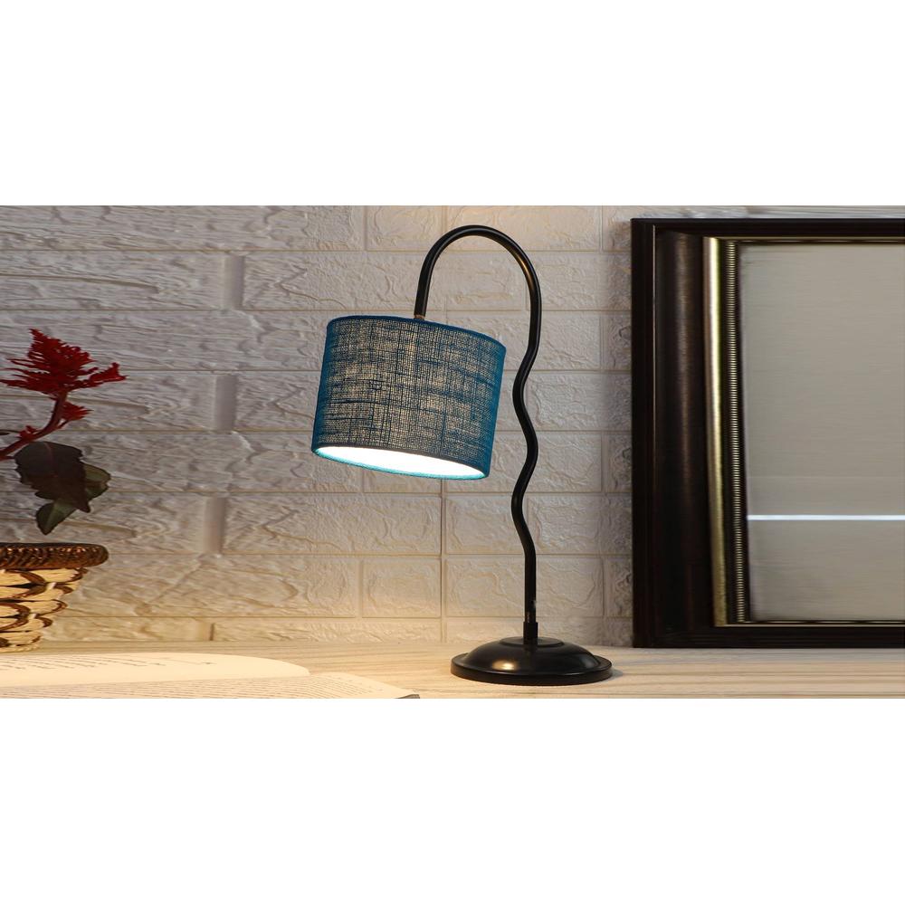 Turquoise Blue Jute Zig Zag Curvy Table Lamp with Iron base (SP45)