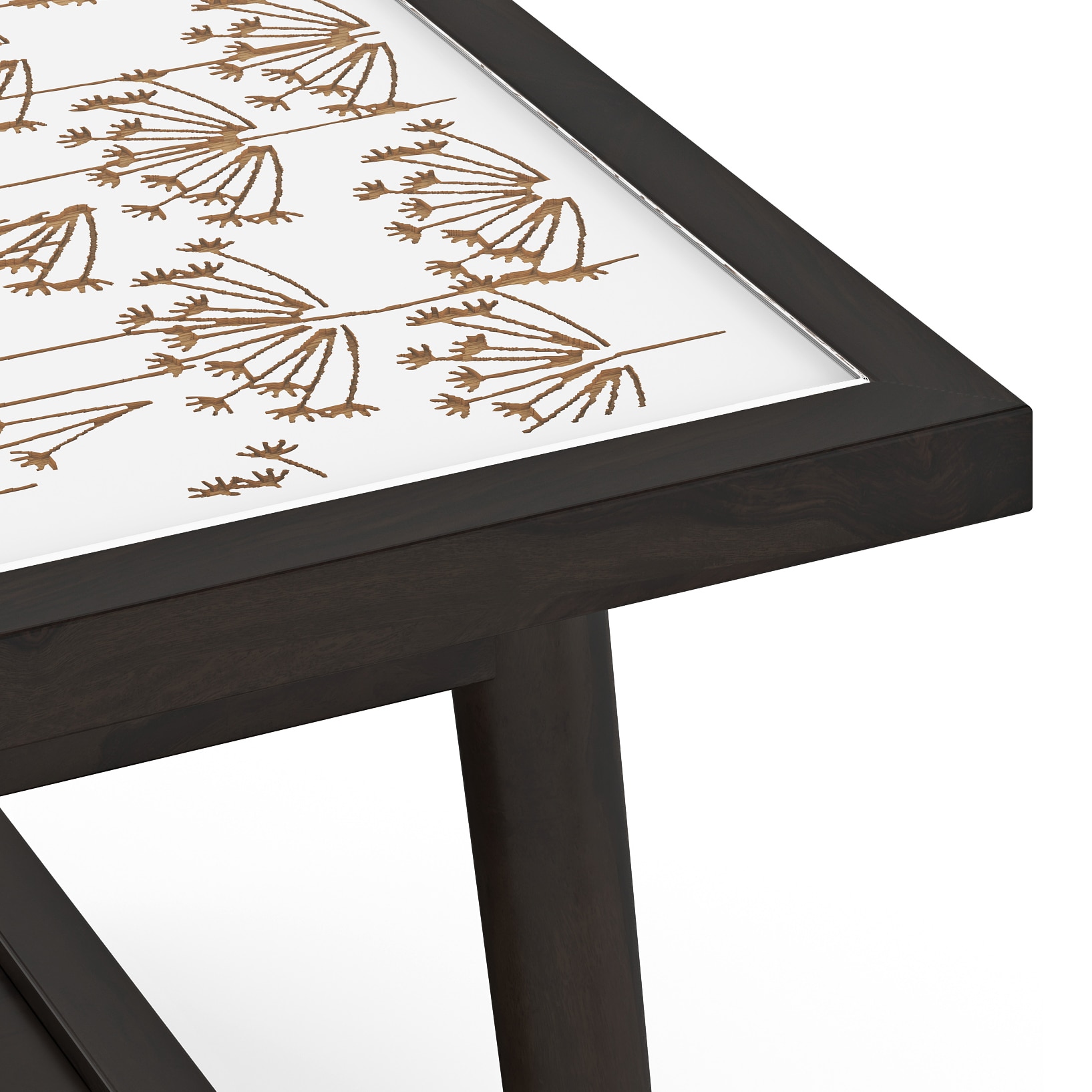 Fleur Coffee Table White & Americain Walnut Finish