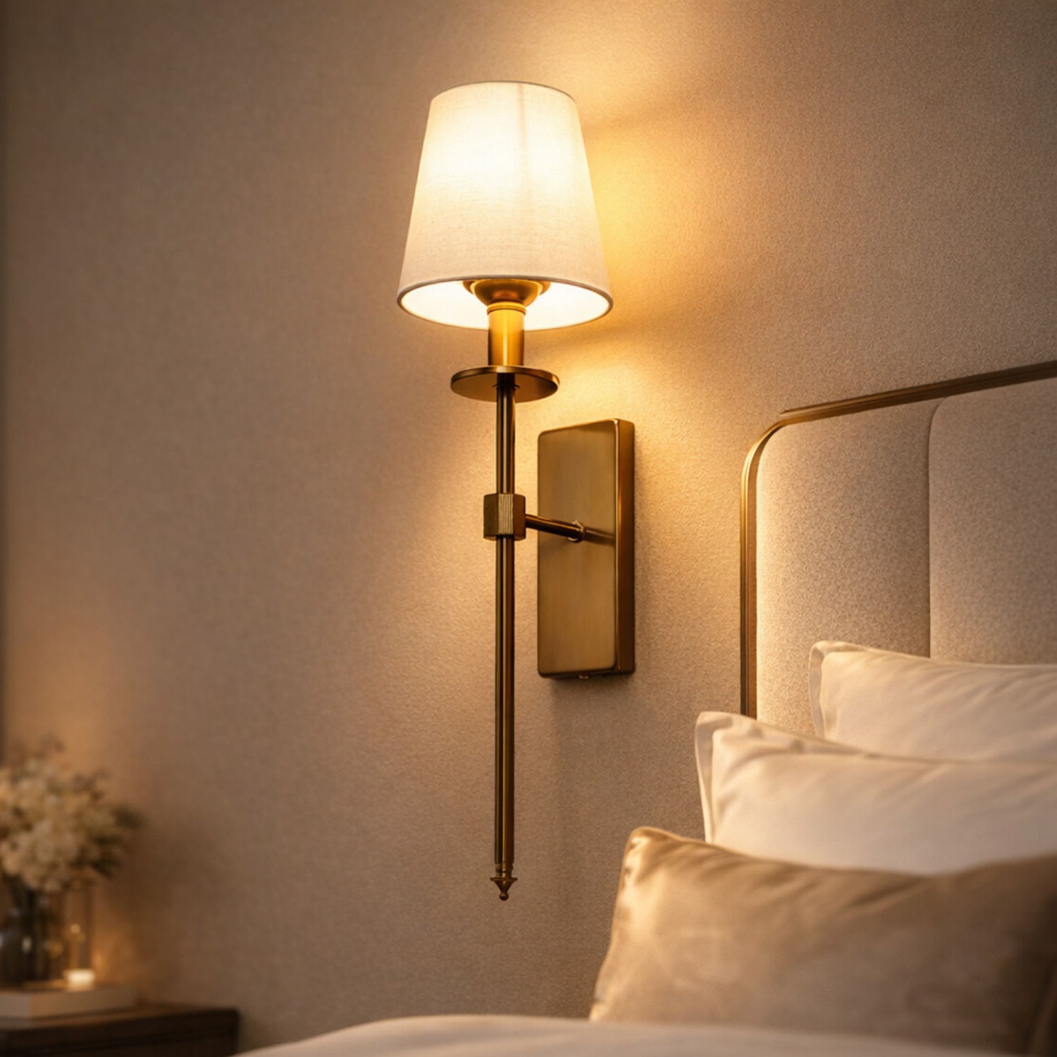 Eliante Cloth Shade Wall Lights Mild Steel & Fabric Material Antique & White Finish - Eliante