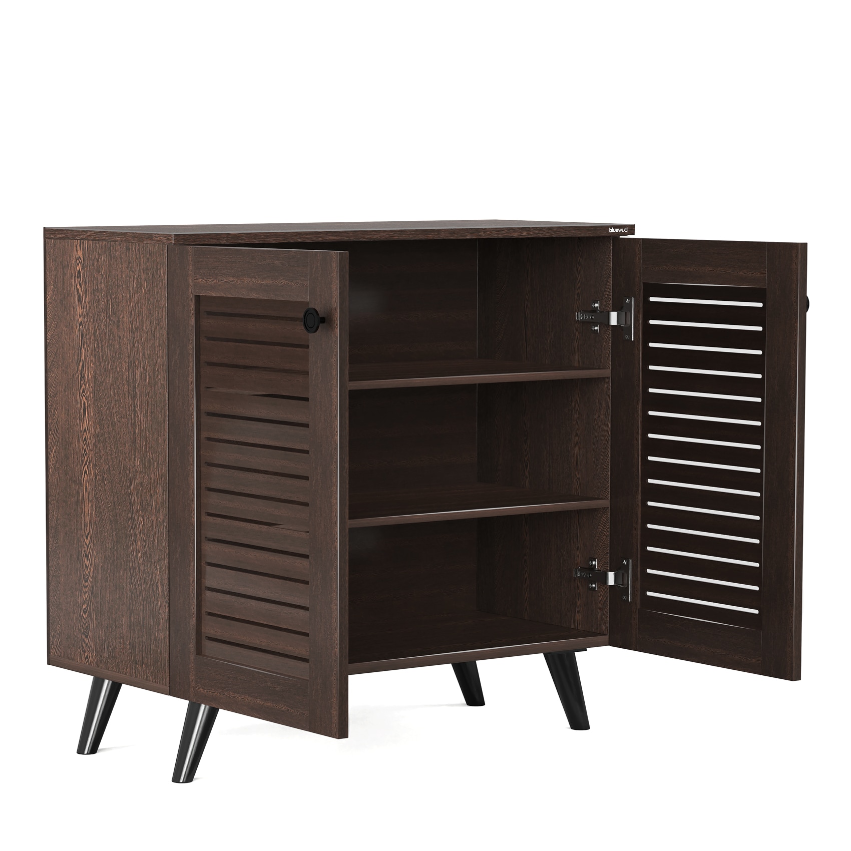 BLUEWUD Carlem Engineered Wood 2 Doors Shoe Rack Cabinet Slipper Footwear Stand Organizer with Drawer can Store Up to 12 Pairs for Hall Living Room Home Furniture (Wenge)