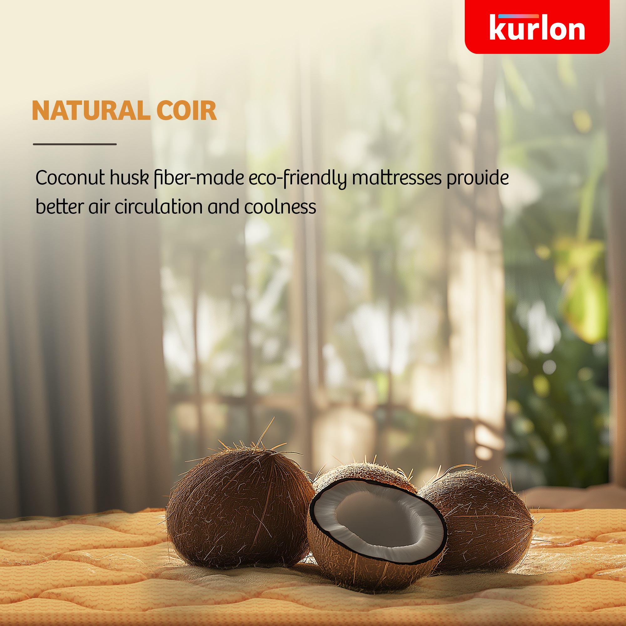 KURLON Aaram Tri-Fold, PU Foam, Compact & Foldable 4 inch Single Coir Mattress (L x W: 72 inch x 35 inch)