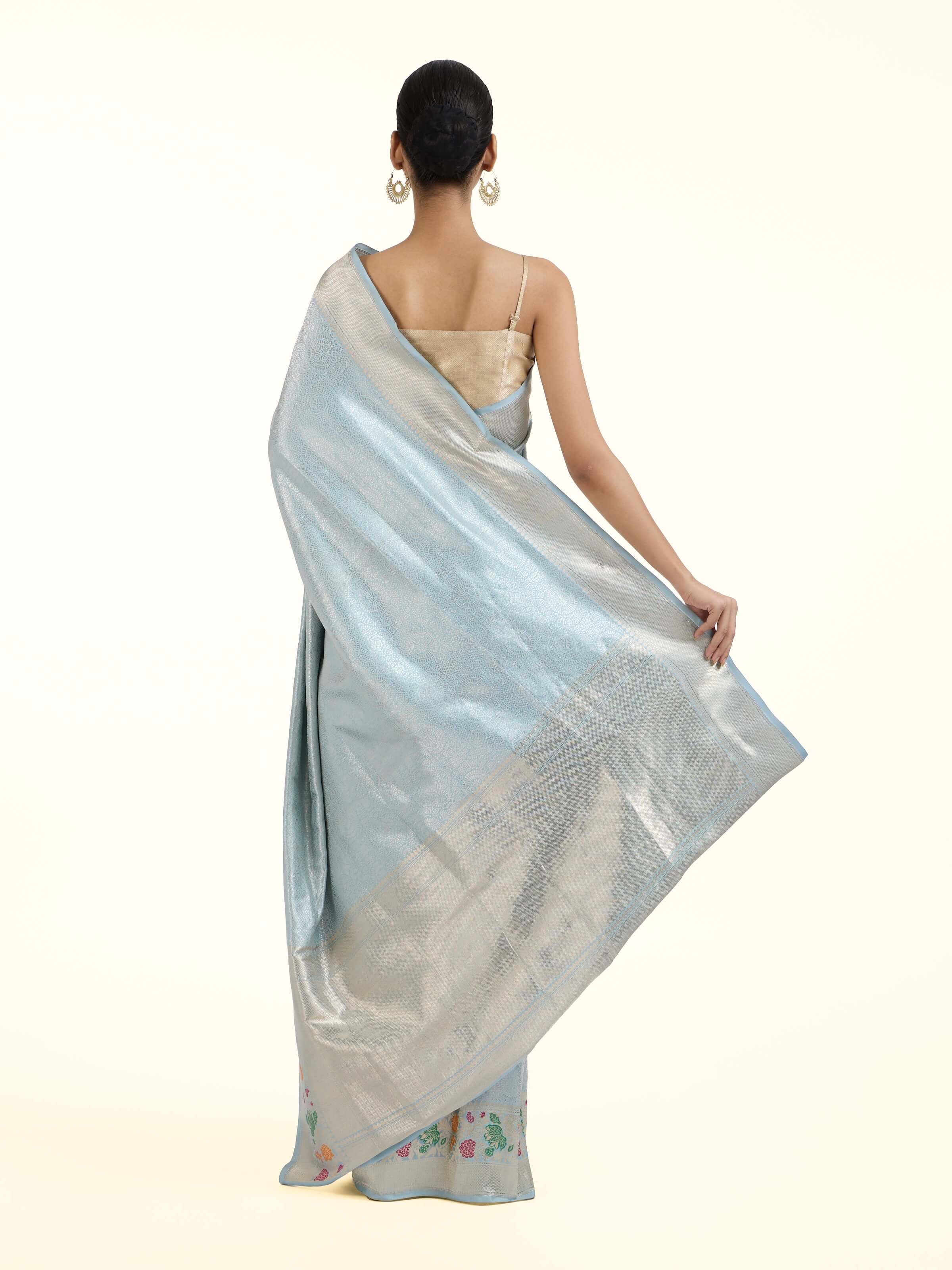 Ivory Banarasi Kadhwa Silk Saree