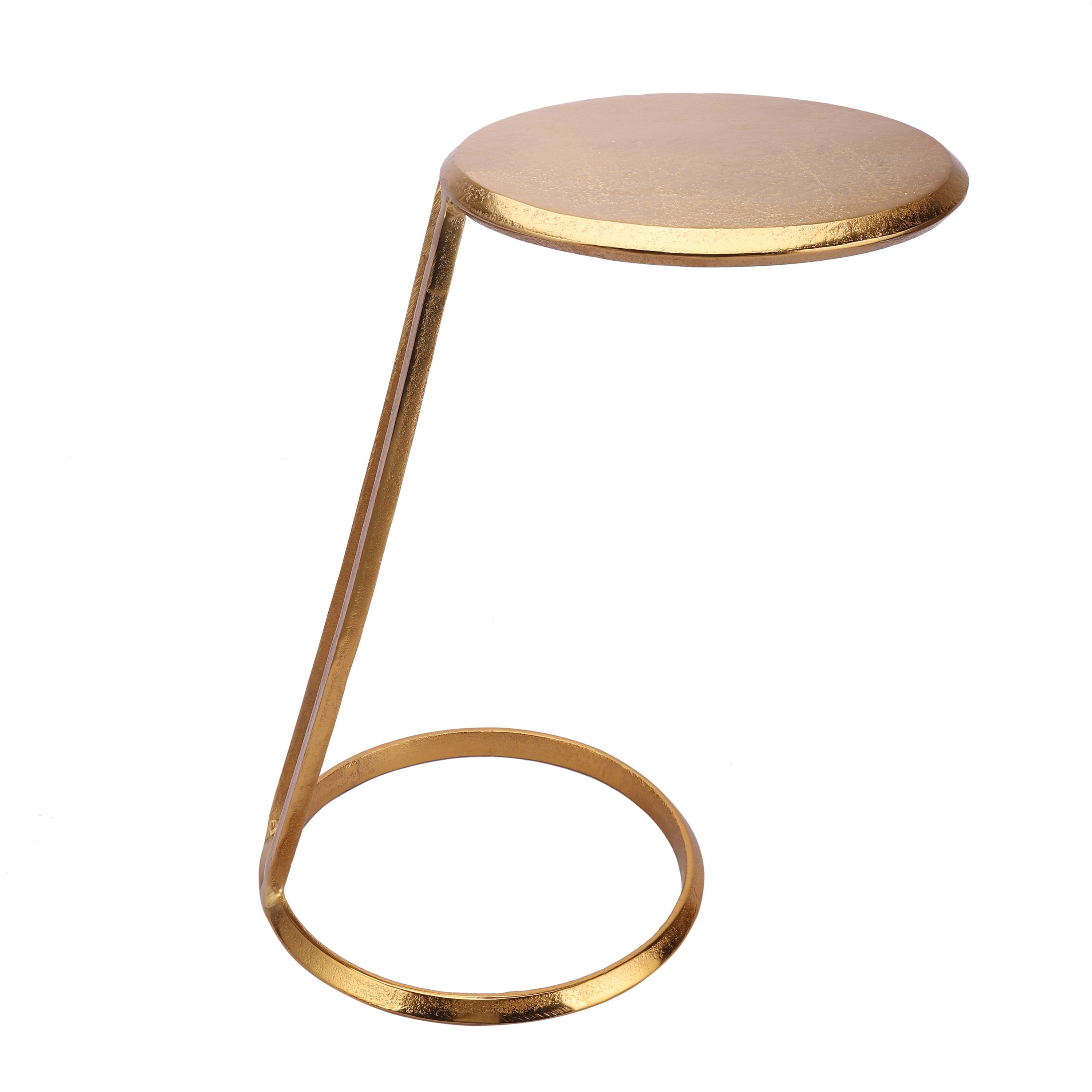 Slanted Nesting Raw Antique Gold Metal Side Tables Set of 2 in Gold Colour