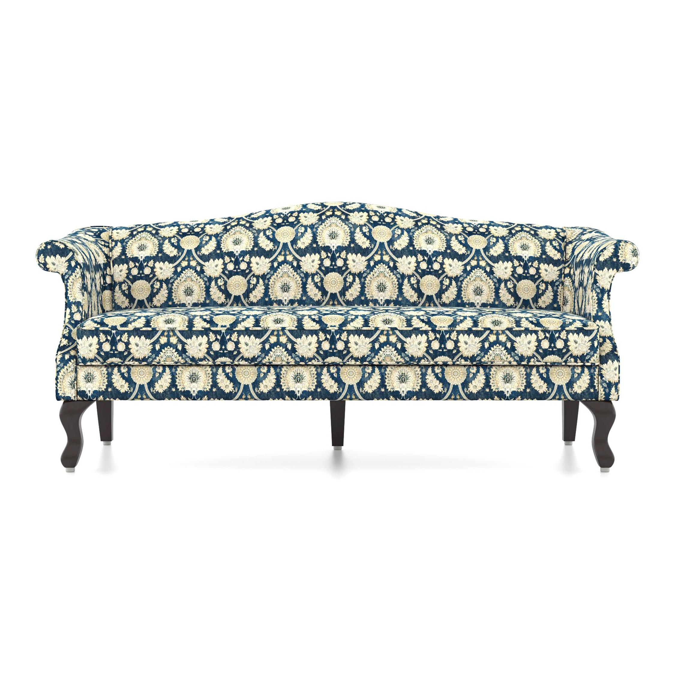 Darya 3 Seater Sofa In Blue Floral Damask Print