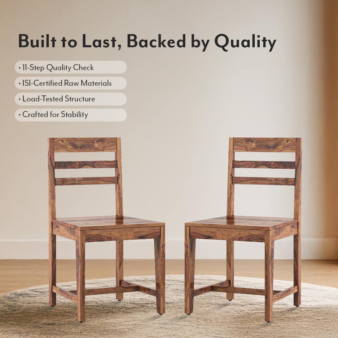 Oliver Solid Wood Dining Chair Set Of 2 In Teak Finish