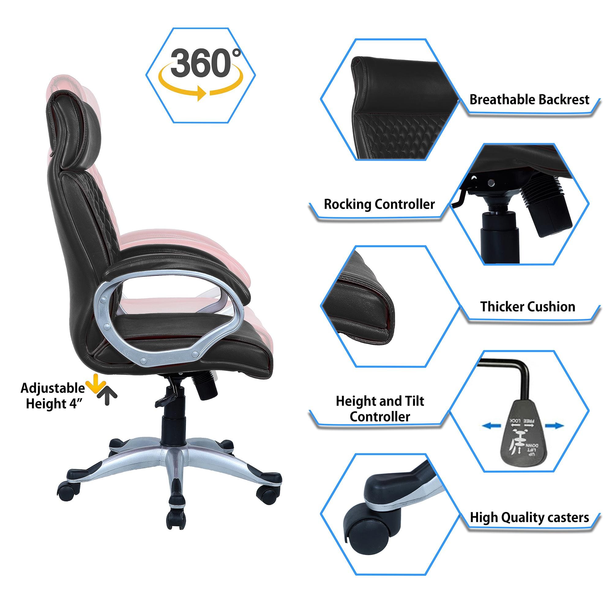 Wiwneags High Back Executive Chair in Black Colour