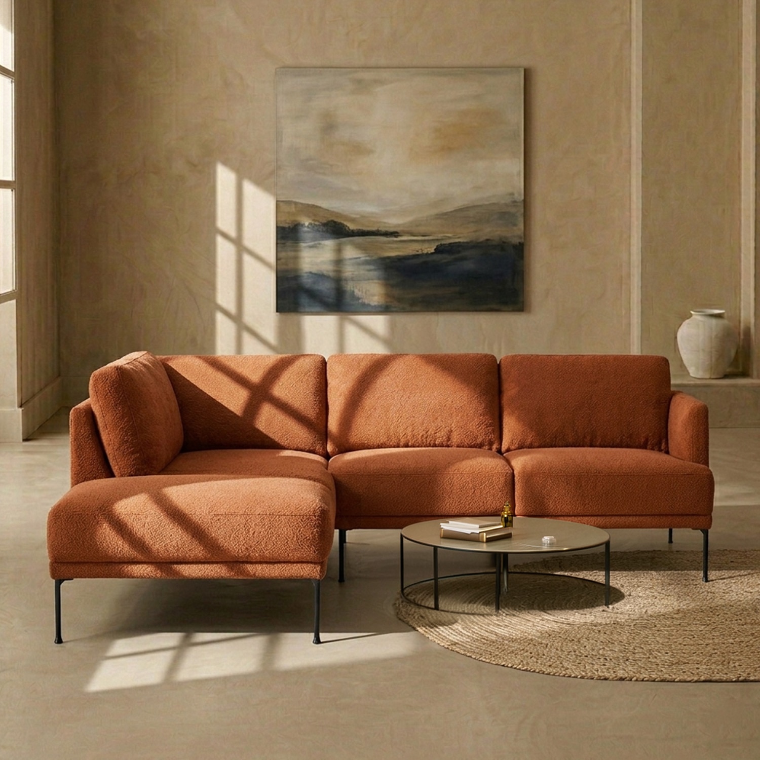 Modernelegance Wood Right Aligned 3-Seater With Upholstery Non Storage Sofa In Brown Colour - Nestroots