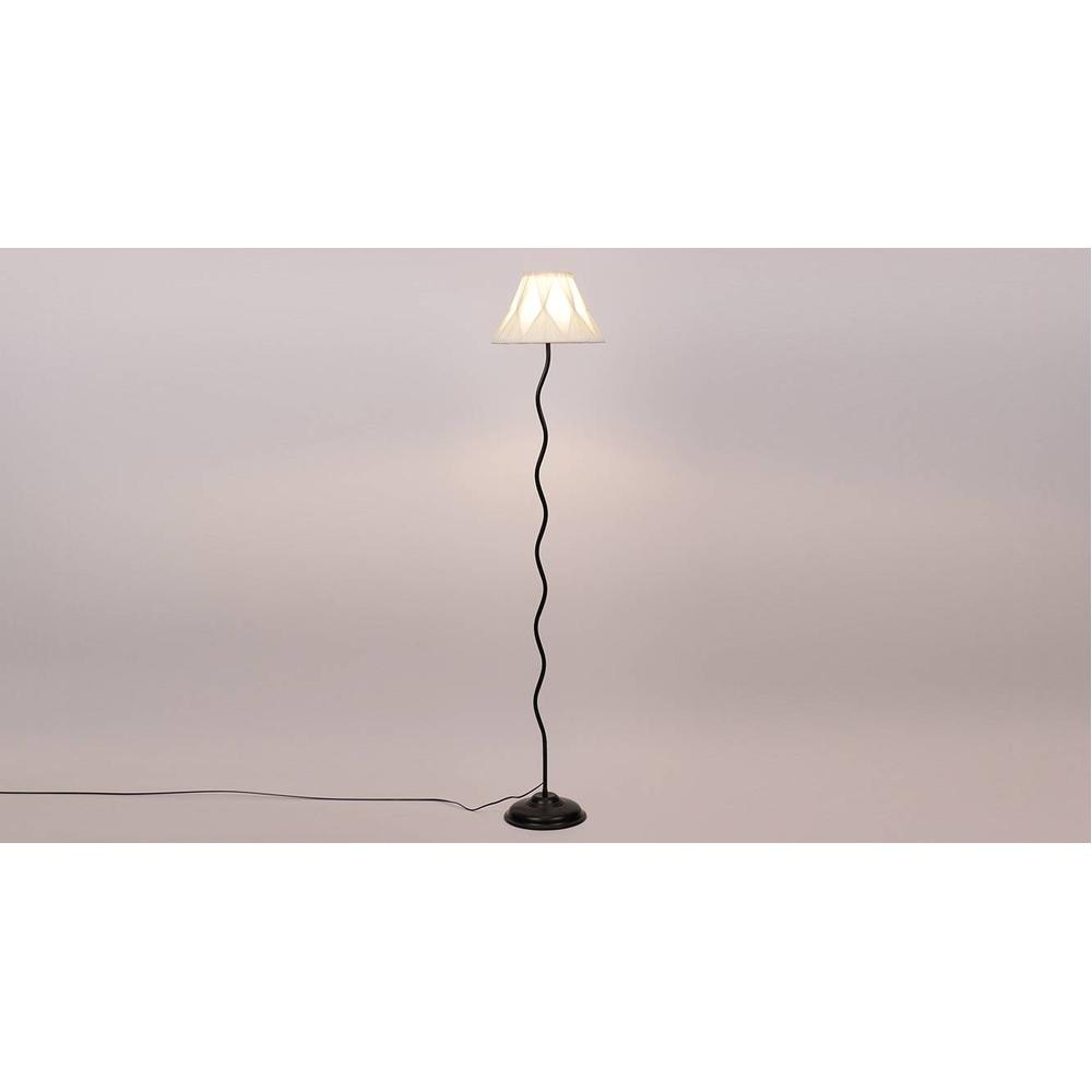 Adrian Black Cotton Shade Floor Lamp