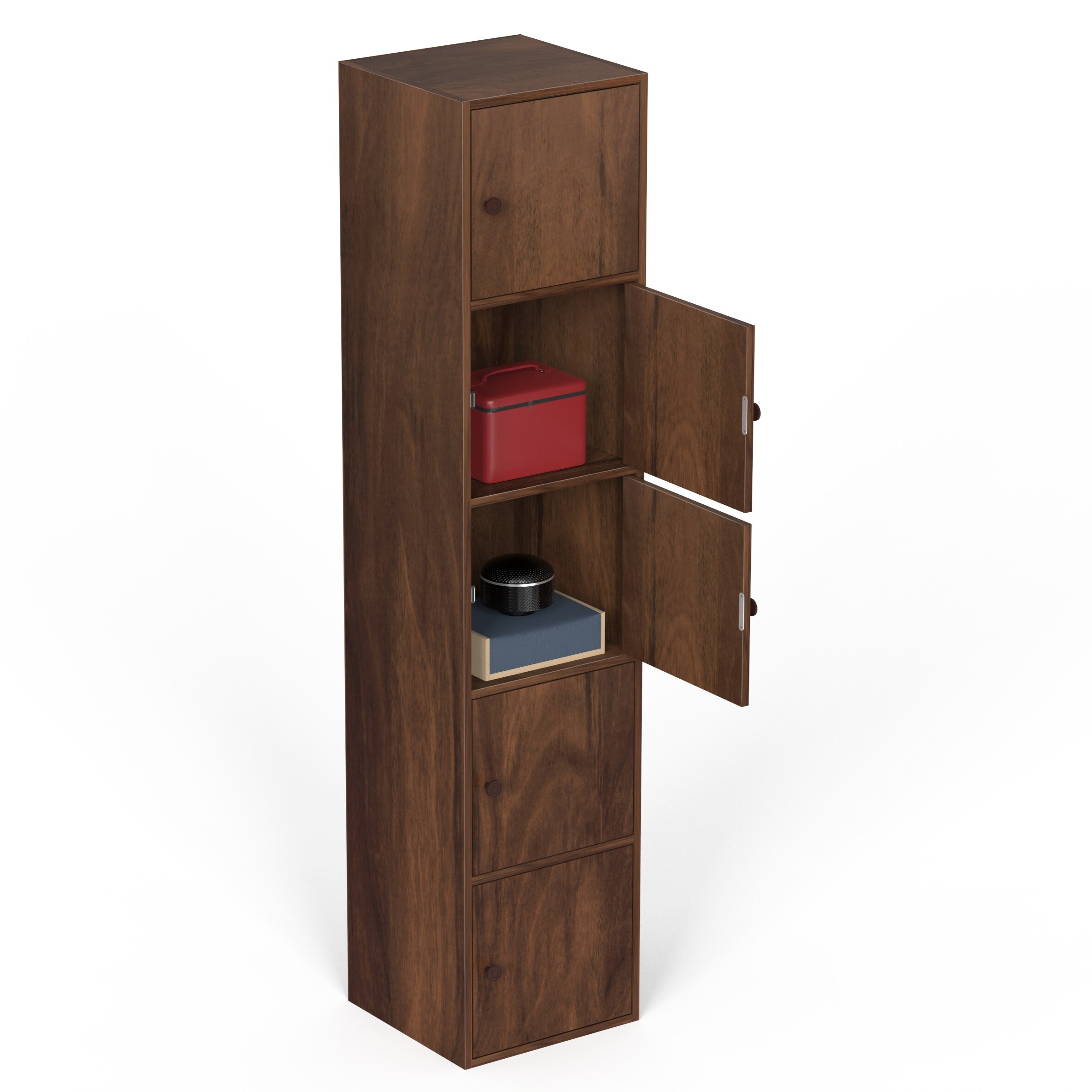 BLUEWUD Calcio 5-Tier Storage Unit Filing Cabinet Rack Organizer Wardrobe Almirah Cupboard for Clothes with Closed Shelves for Bedroom Kitchen Living Room Home, DIY(Brown Maple) (37 x 36 x 169)