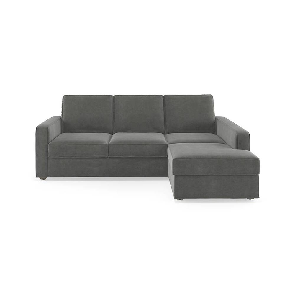 Apollo Sofa (Colour : Ash Grey Velvet, Cushion : Hard, Back Type : Regular, Seating Capacity : Right Aligned 2 Seater + Right Aligned Chaise) - Urban Ladder