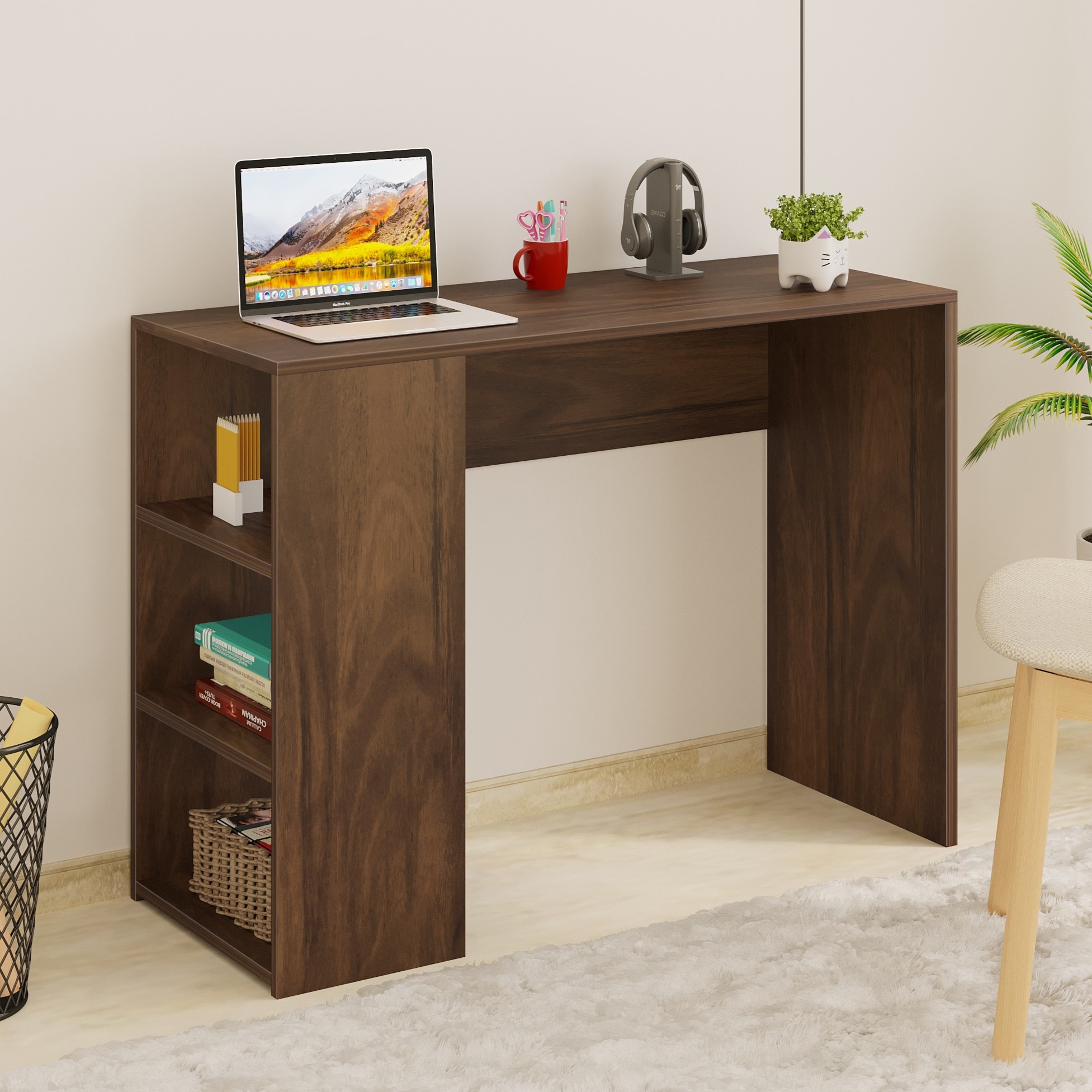 Bluewud Radisso Mini Engineered Wood Studytable In Brown Maple Finish - Bluewud