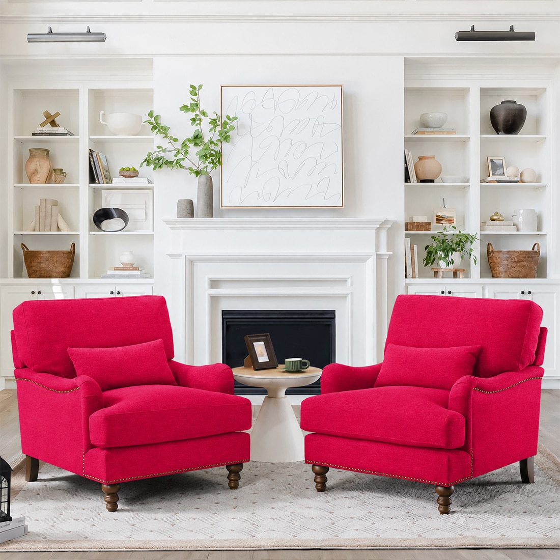 Dexter Boucle Fabric Lounge Chairin Red - KURSIWALLAH