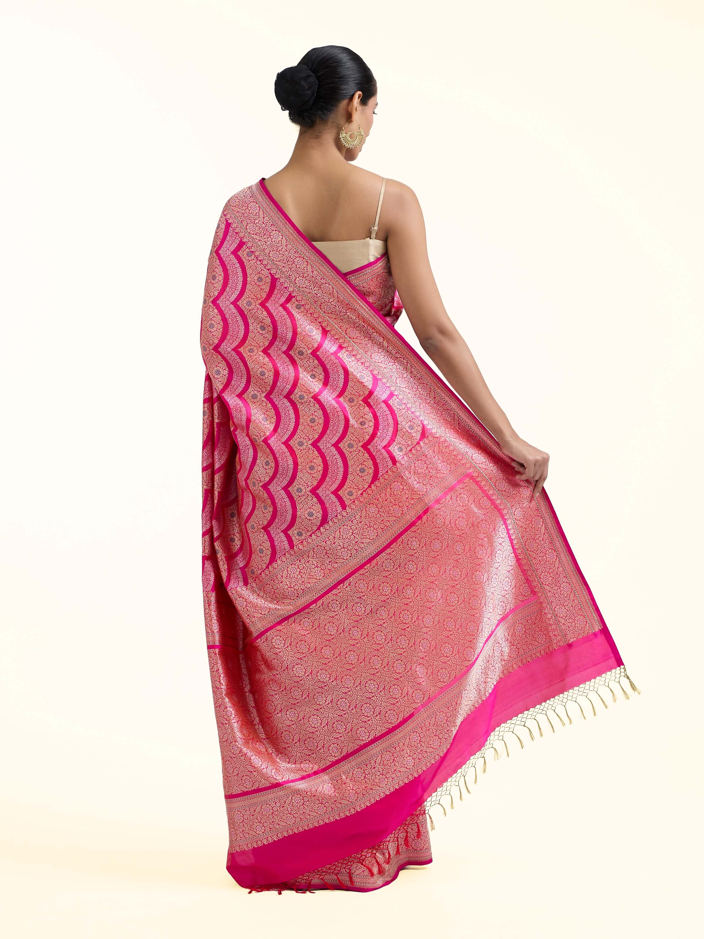 Pink Banarasi Kadhwa Silk Saree