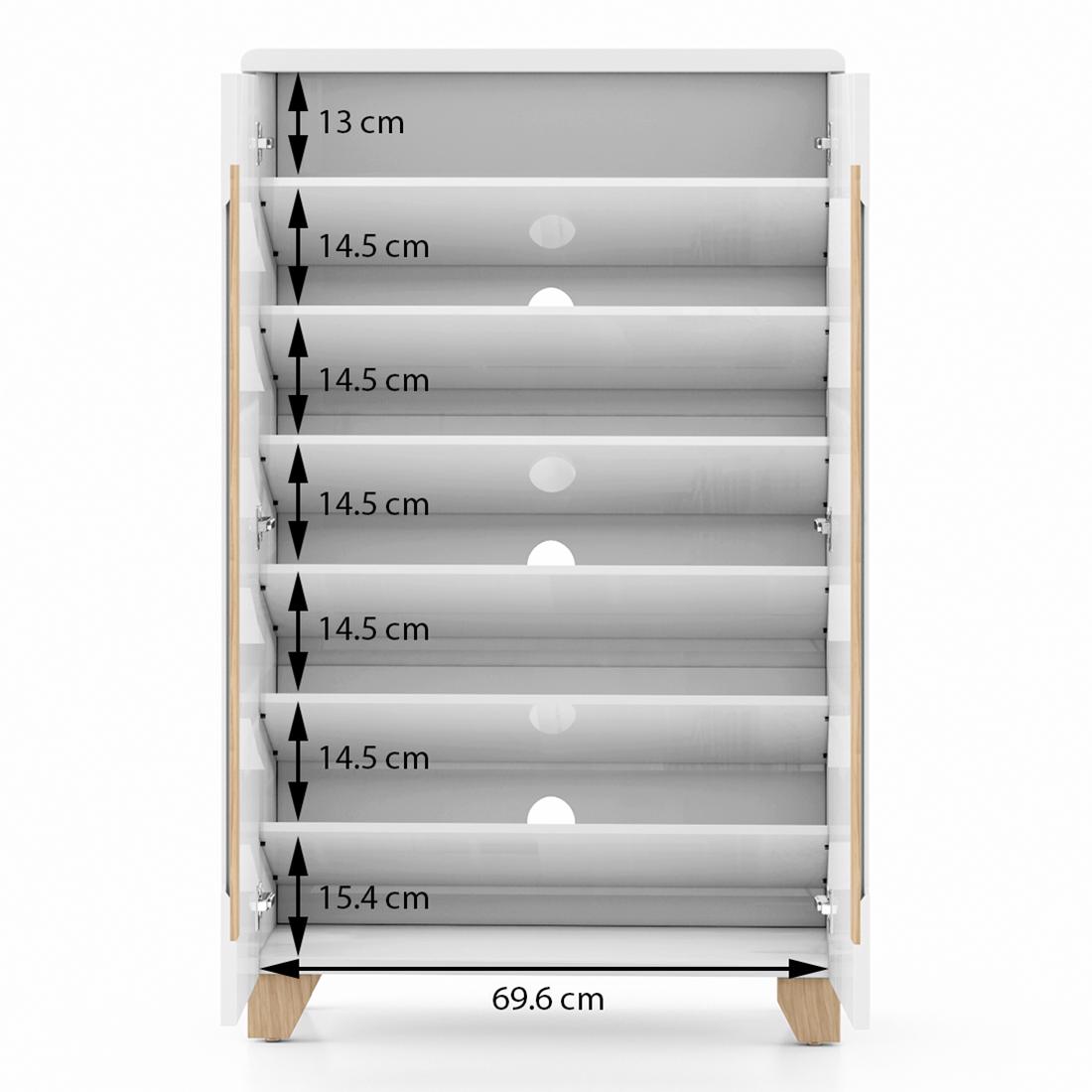 Oslo High Gloss 21 Pair Shoe Rack In White Finish