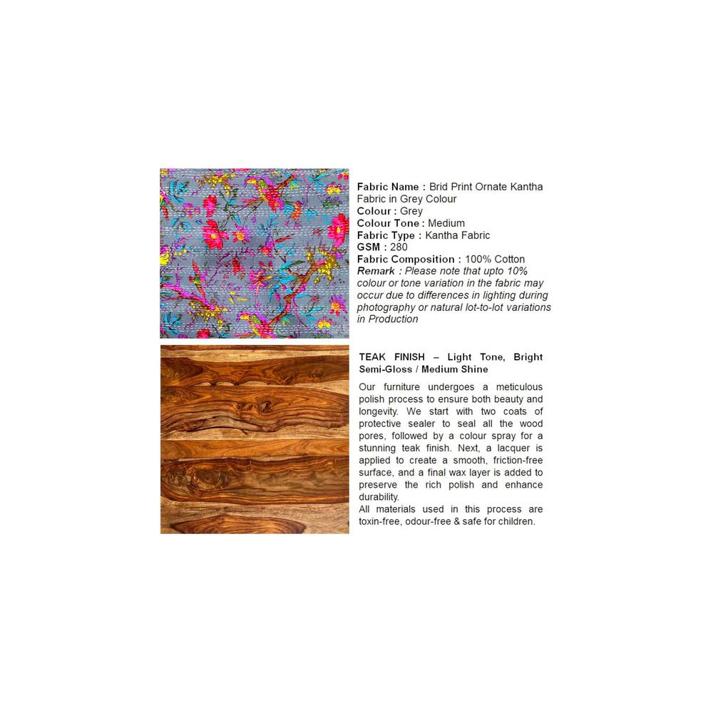 Cairo Sheesham Wood Mid Century Seater Bench Set With 2 Stools In Grey Brid