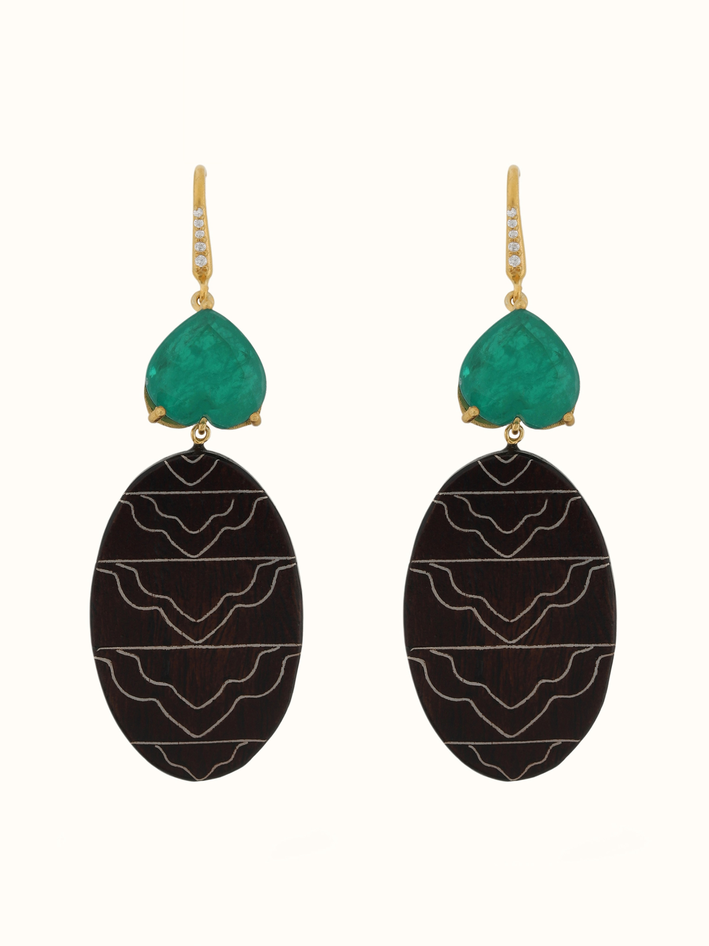 Front view of Tarkashi Silver Drop Earrings