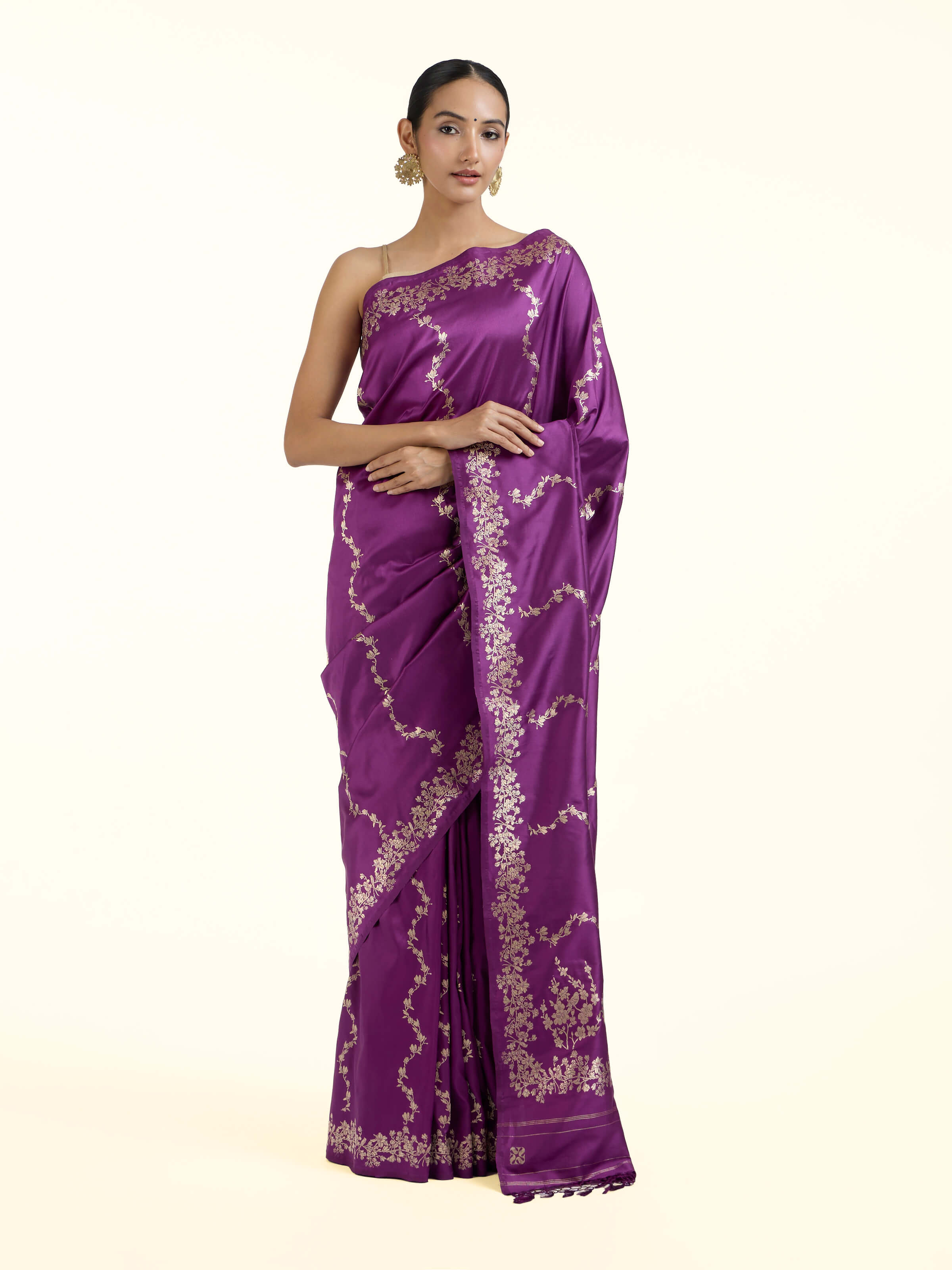 Magenta Banarasi Kadhwa Silk Saree