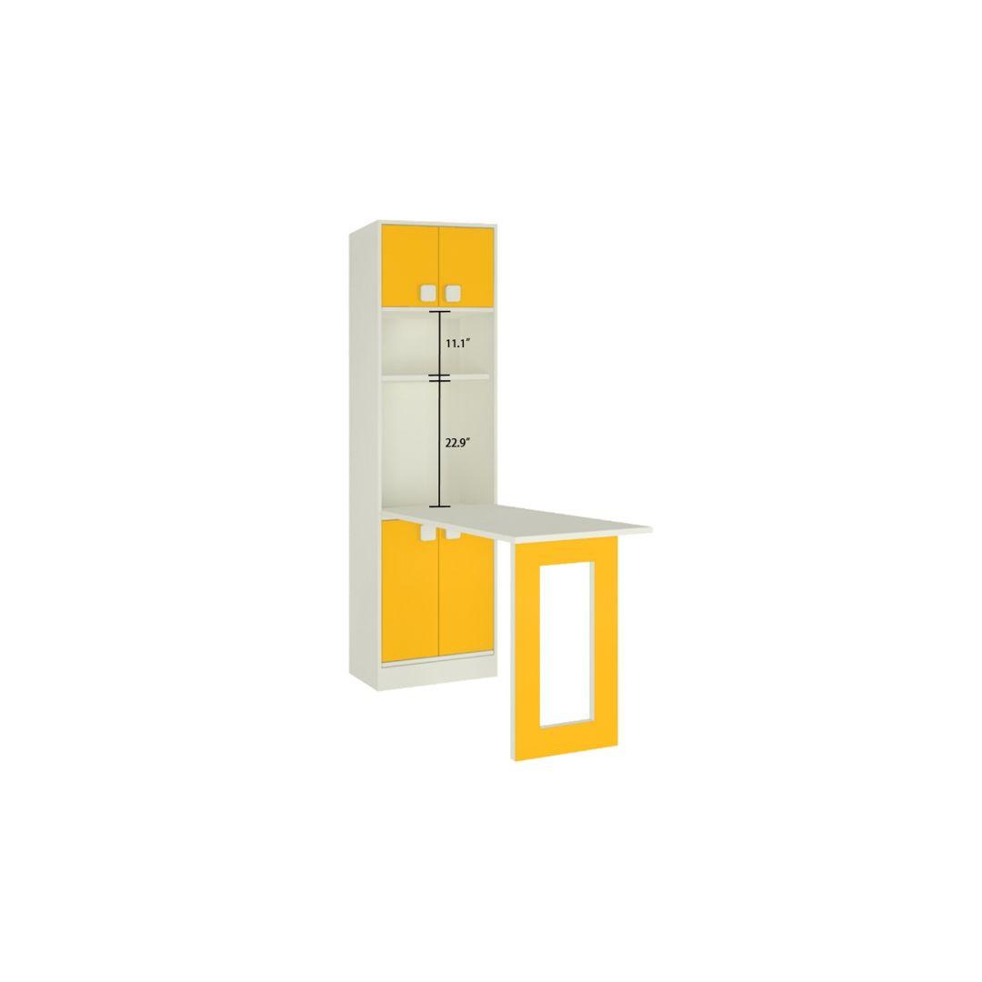 Royale Kids Folding Study Desk cum Bookshelf in Mango Yellow Colour