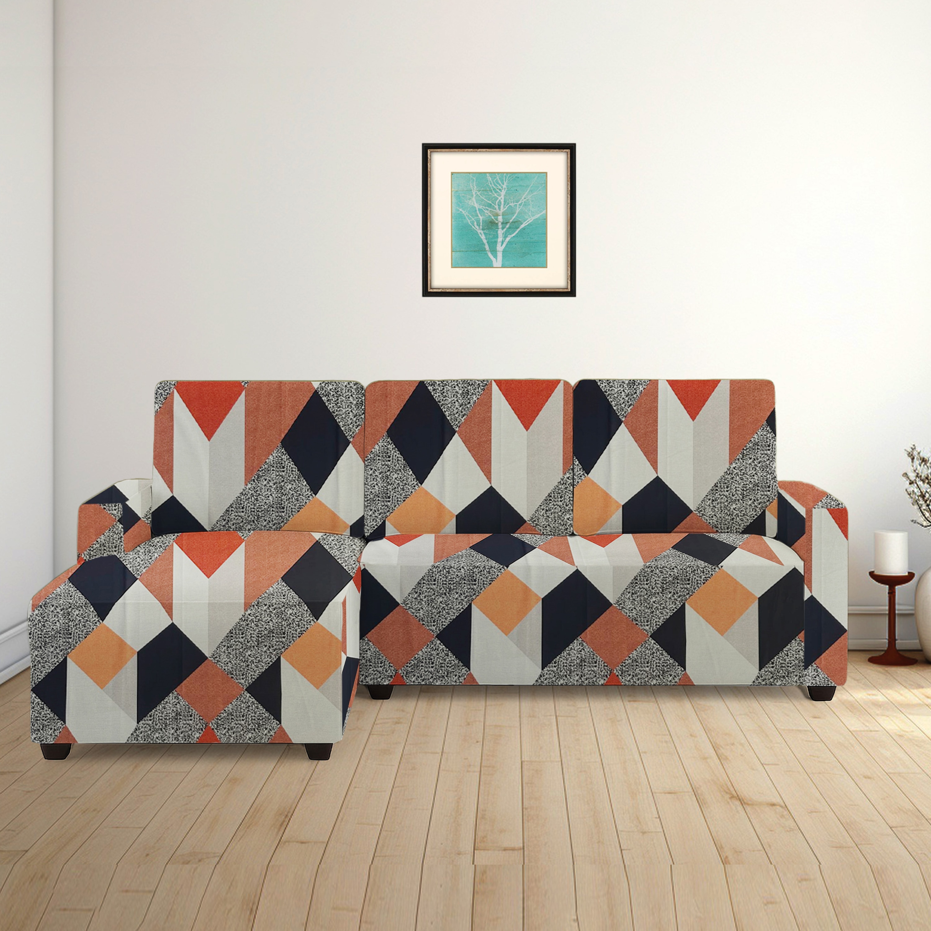 Left Aligned 2 Seater Left Aligned Chaise Multicheck Sofa Cover