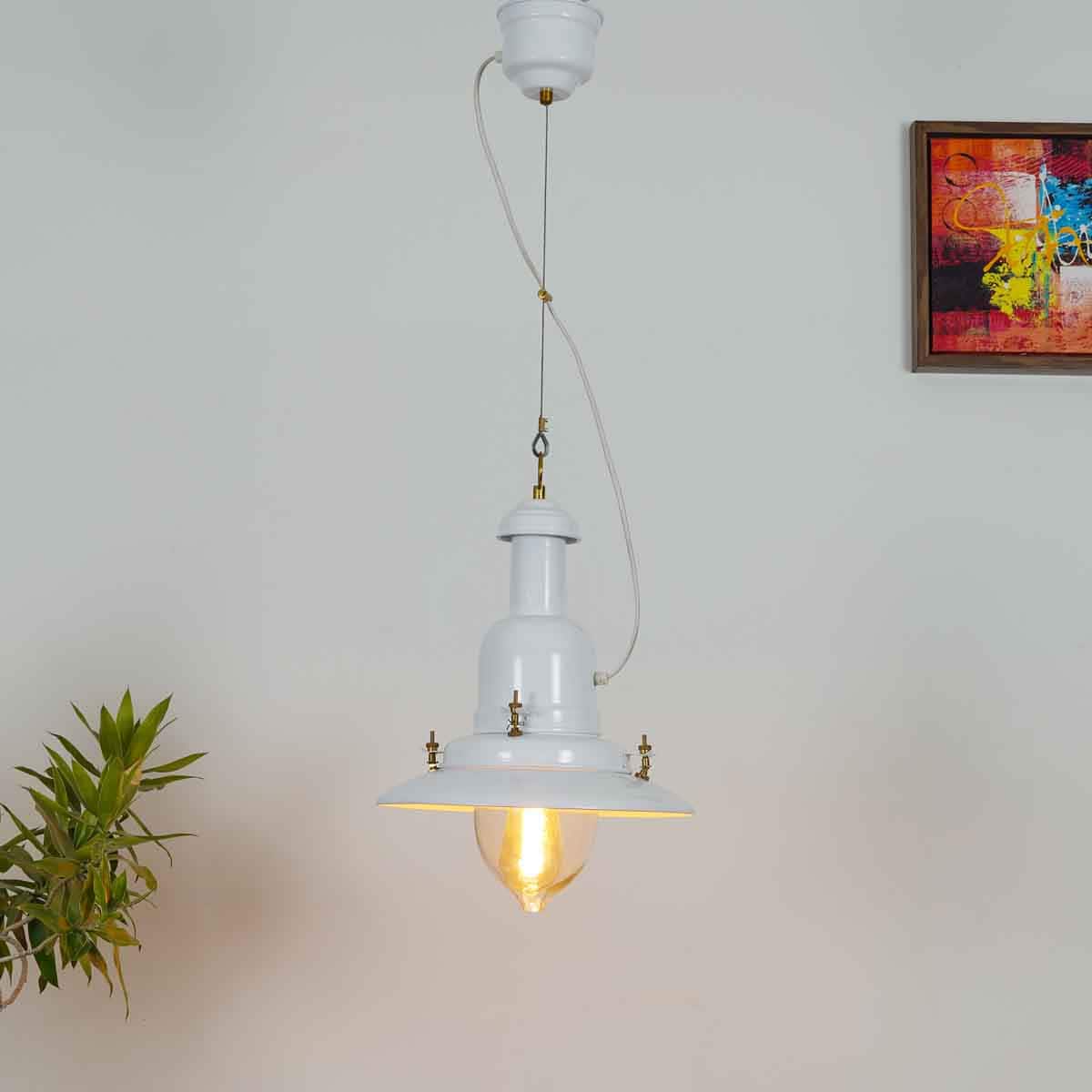 Sailor White Metal Single Hanging Pendant  Light - Kapoor Lamp Shades
