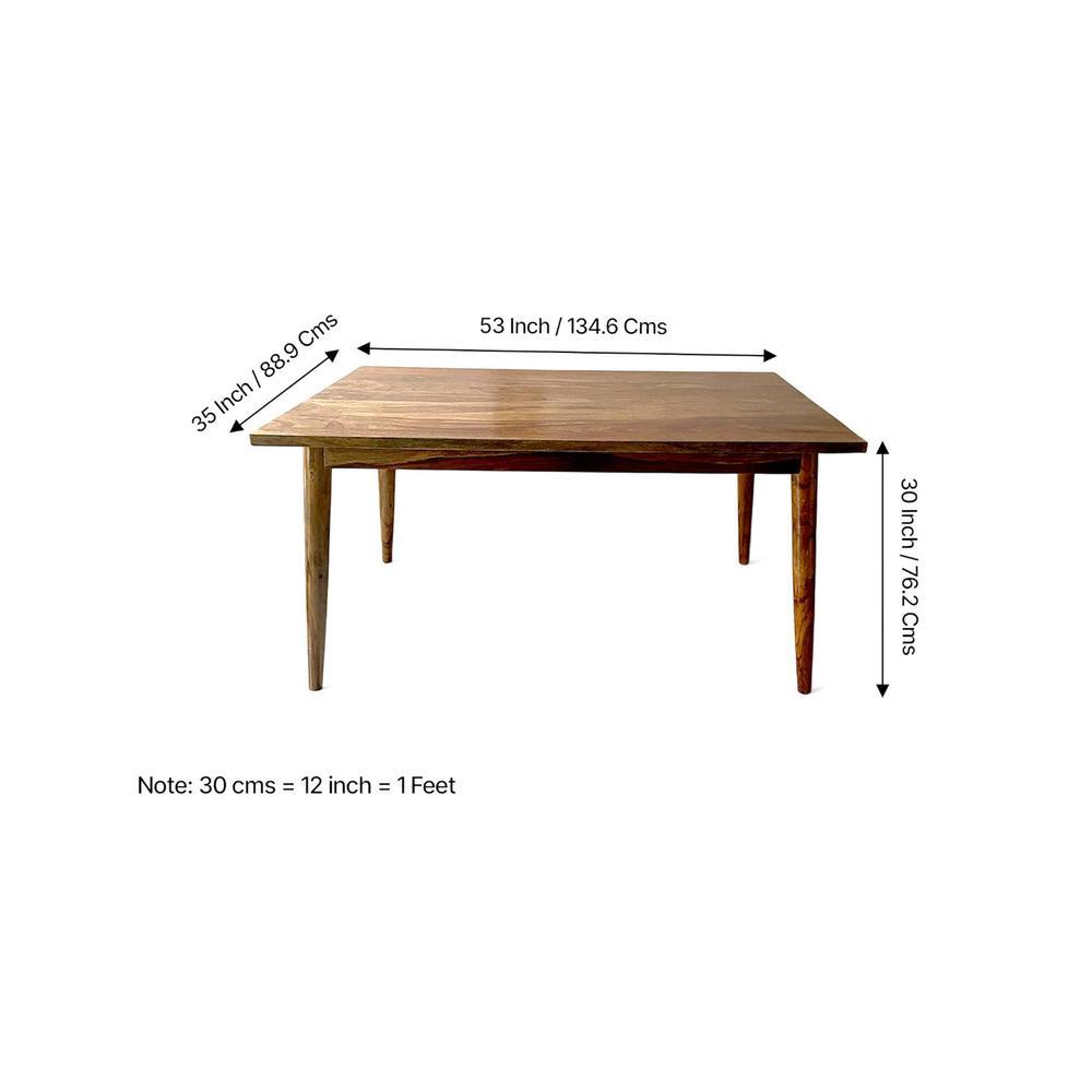 Oakmont Sheesham Wood Mid Century 4 Seater Dining Table Set