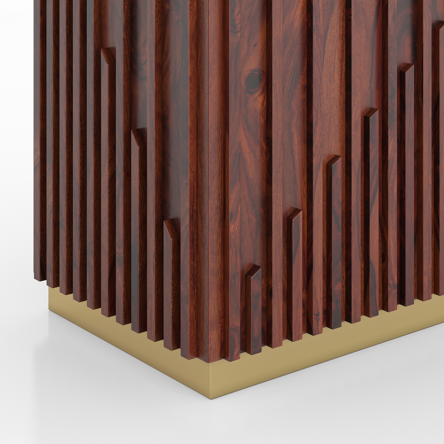 Gabriele Onyx Composite Solid Wood 4 Seater Pedestal Dining Table In Clear Teak Finish