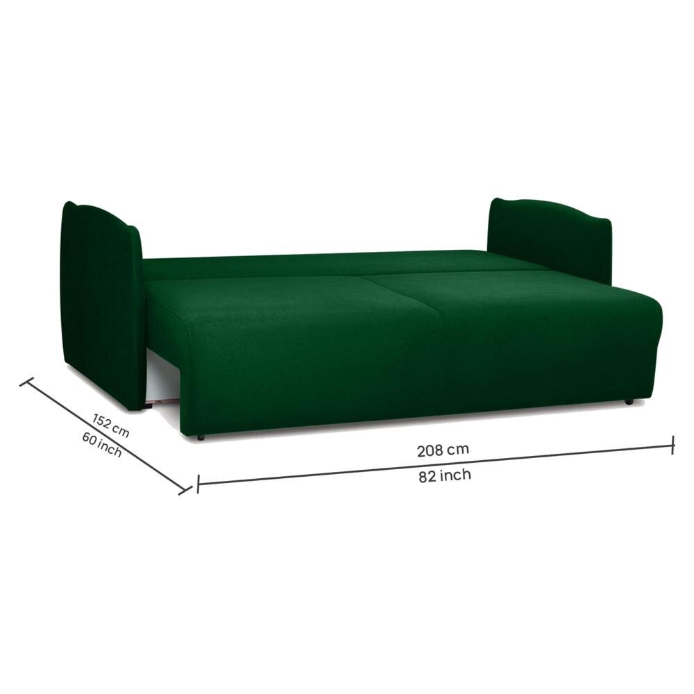 Vantella 3 Seater Fold Out Sofa Cum Bed In Green Colour