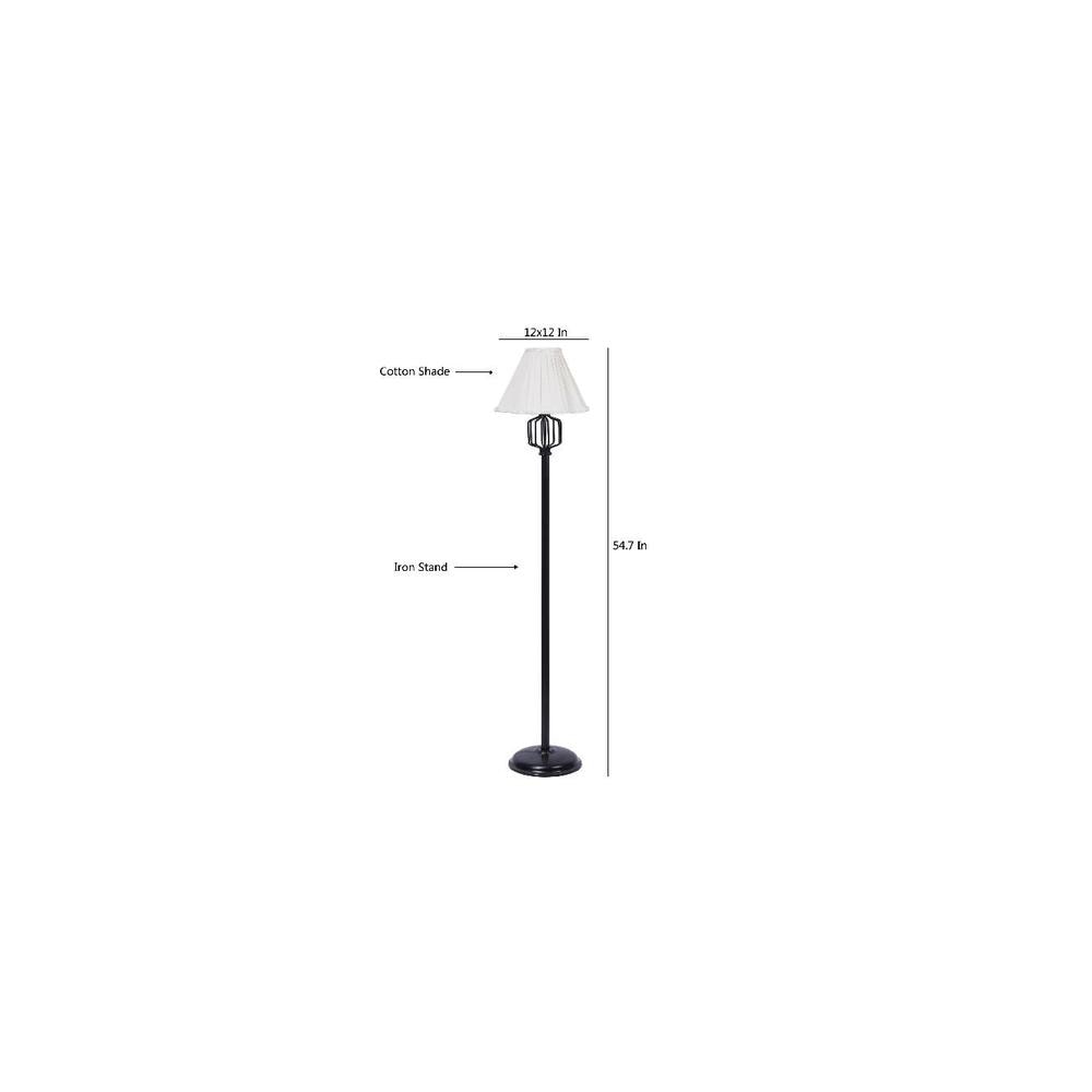 Wren Off White Fabric Floor Lamp with Black Iron Base