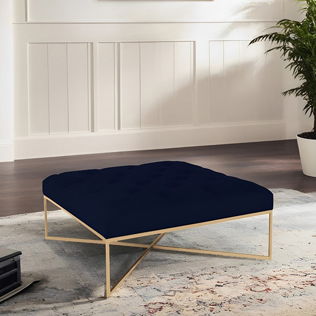 Ema Ottoman in Navy Blue Colour - Expressionist By Mohanbir