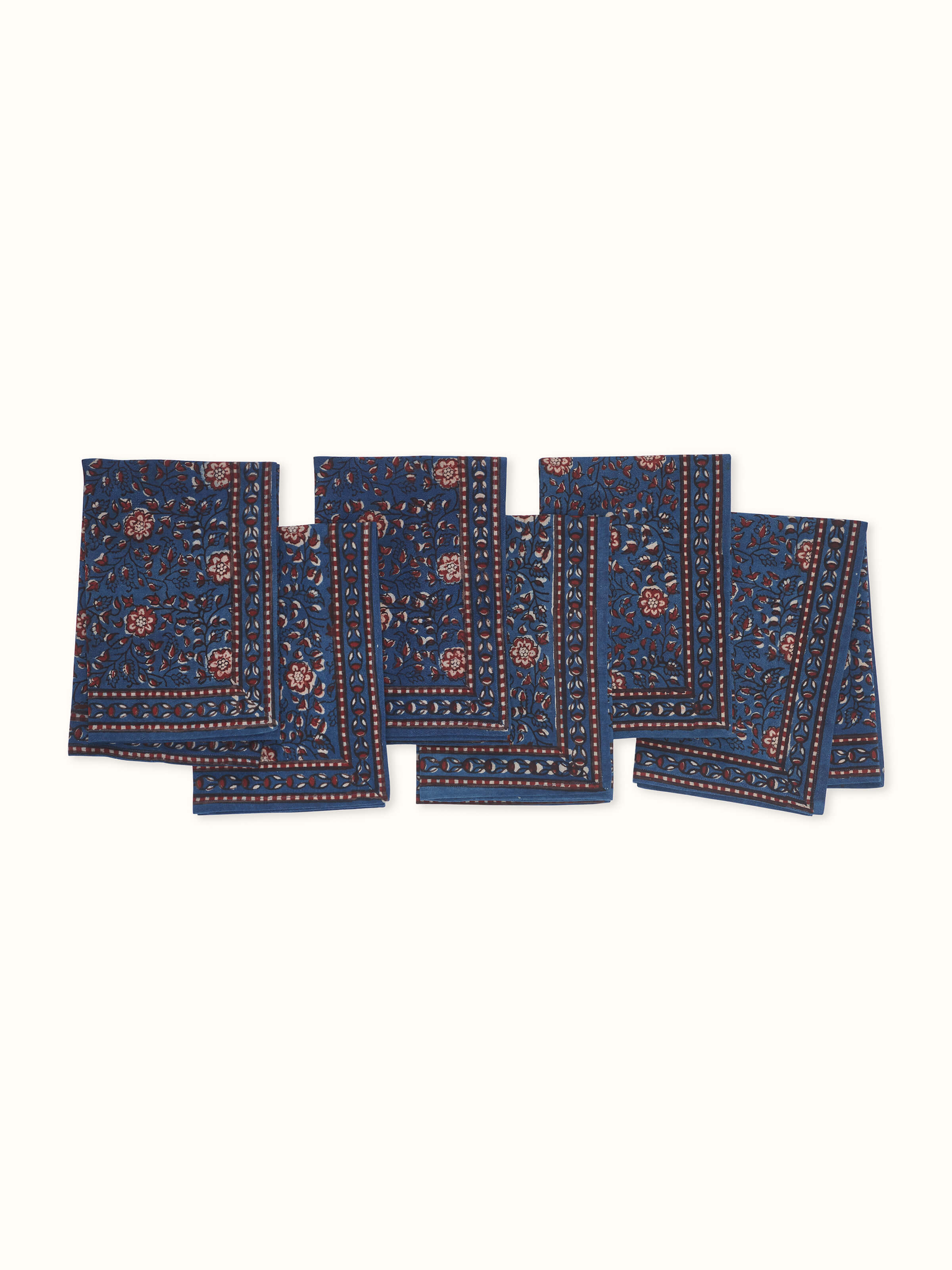 Puspita Indigo Cotton Dabu Hand Block Printed Dinner Napkin (6 Pcs)