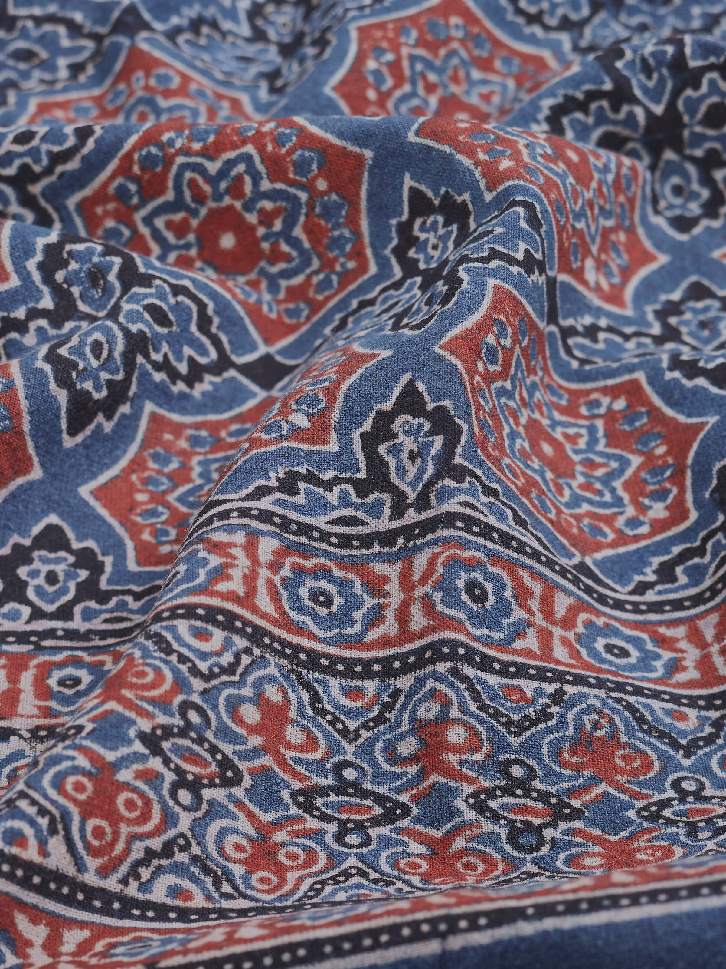 Close-up view of Karya khakhi textured cotton bath mat focusing on the texture and fabric quality.