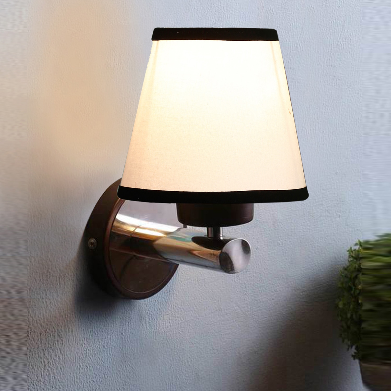Devansh Metal Electric Wall Light in White & Black Colour with White & Black Shade Count of 1 Light - Devansh