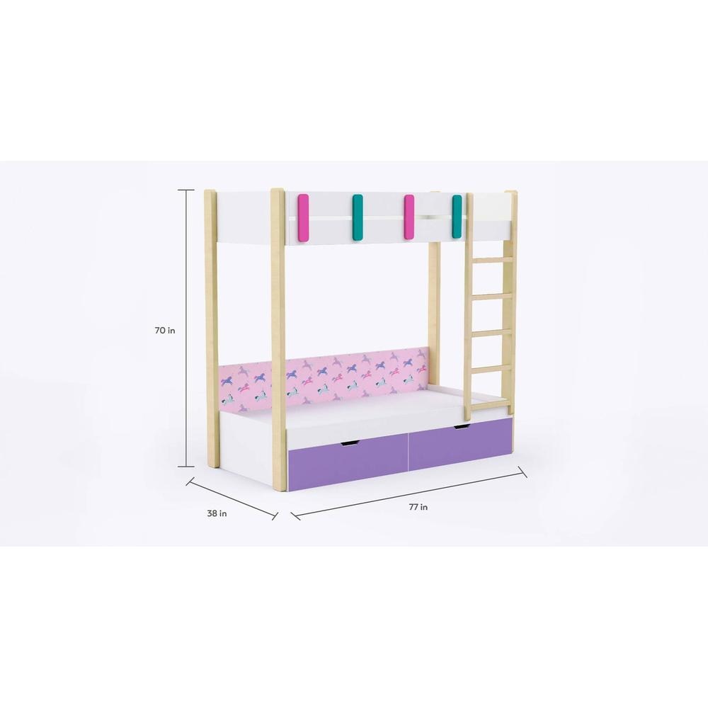 Pine Tree Bunk Bed with Drawer Storage