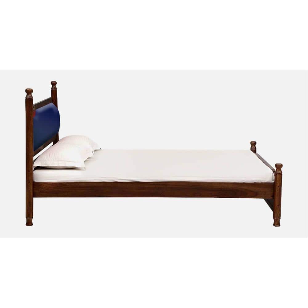 Domino Solid Wood King Size Non Storage Bed In Provincial Teak Finish