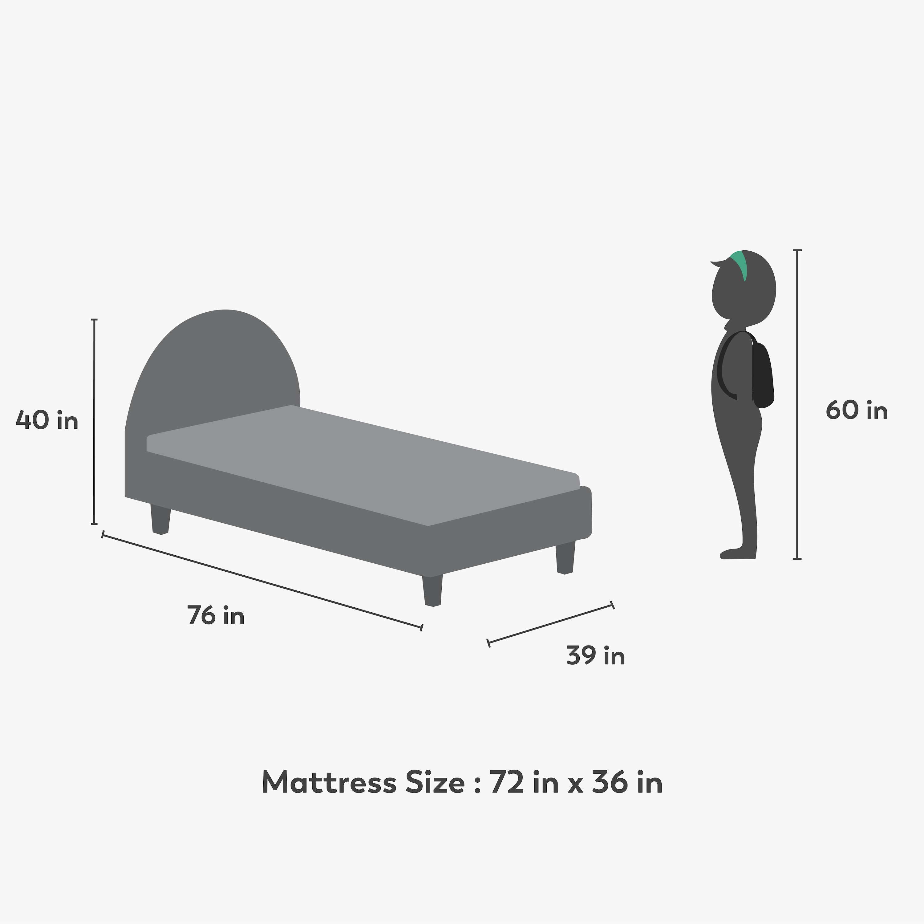 Shoodle Teen Bed In Silver Grey Colour