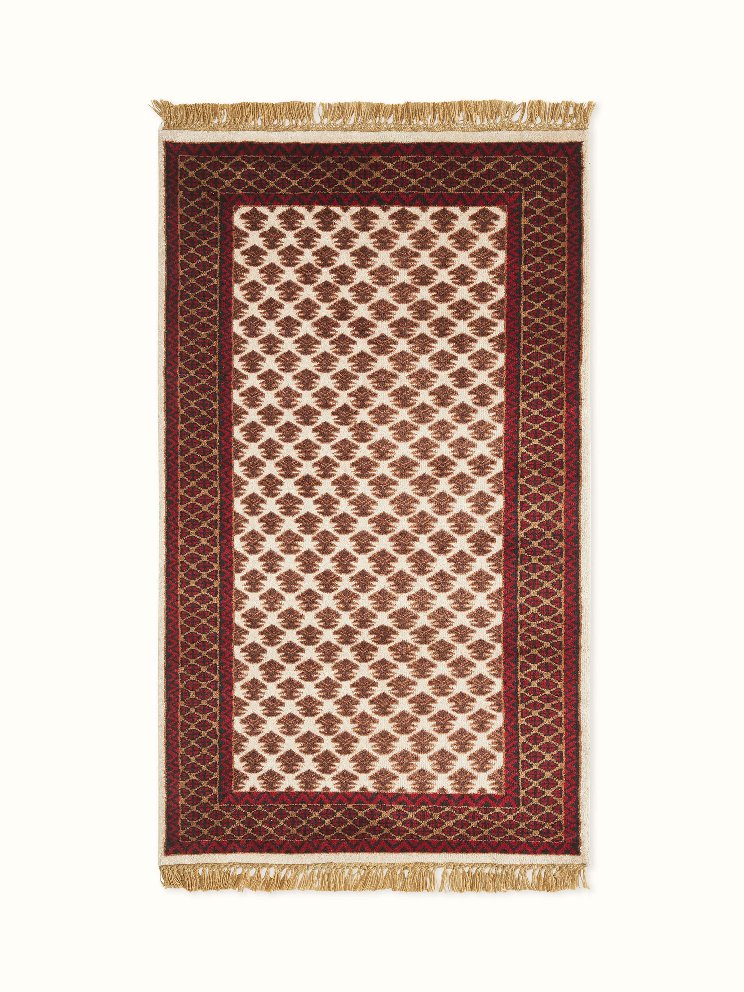 Traditional Lichi Beige Gwalior Wool Hand-Knotted Carpet