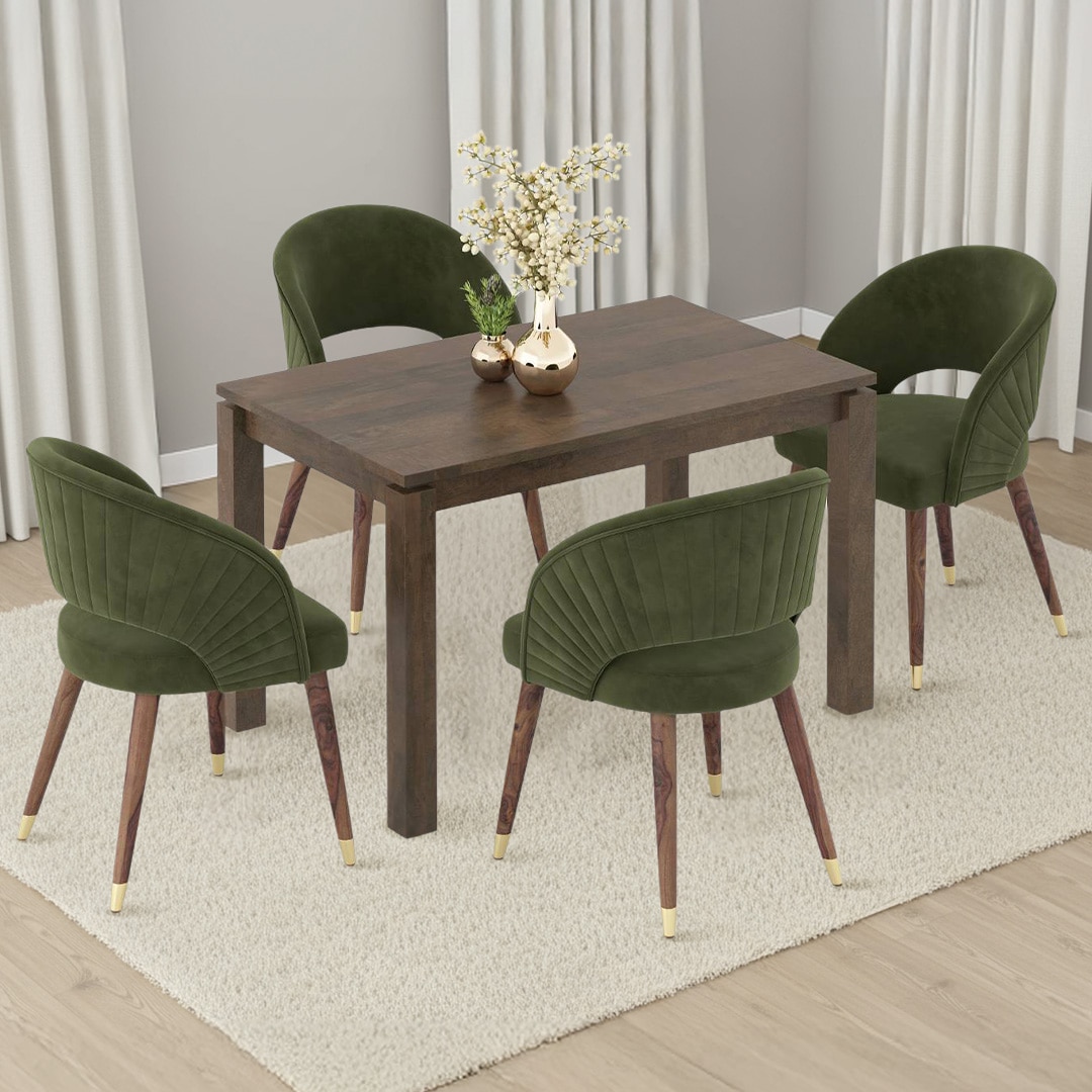 Atlas Solid Wood 4 Seater Dining Table With Celia Dining Chairs