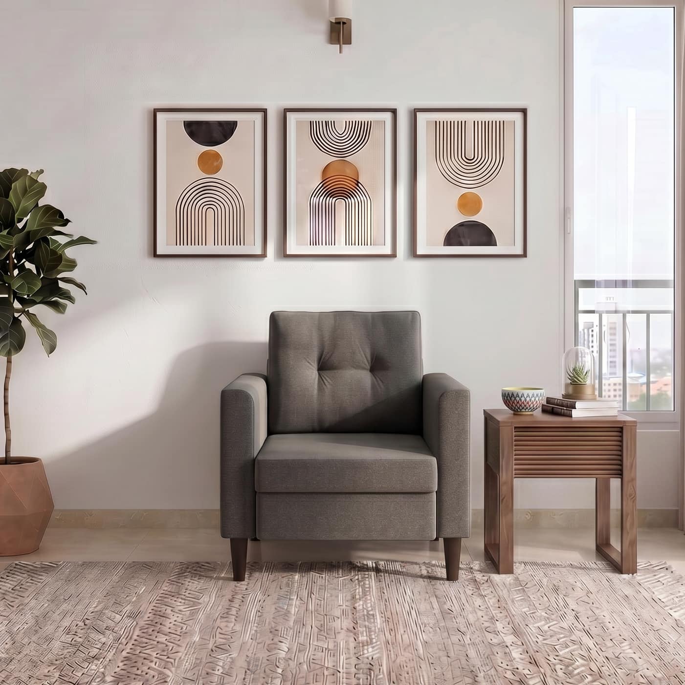 Winston 1 Seater Fabric Sofa in Yessica Grey Colour