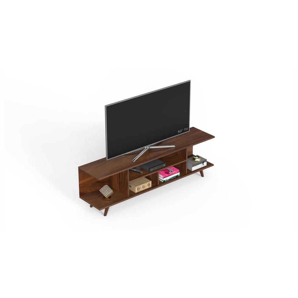 Anatdol Engineering Wood Floor Standing TV Entertainment Unit Set Top Box Stand/TV Cabinet with Shelves for Books & Décor Display Unit, Upto 50 Inches (Brown Maple)