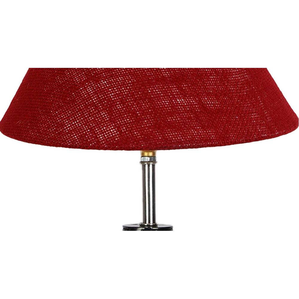 Madilyn Maroon Jute Table lamp with Wood & Iron Base