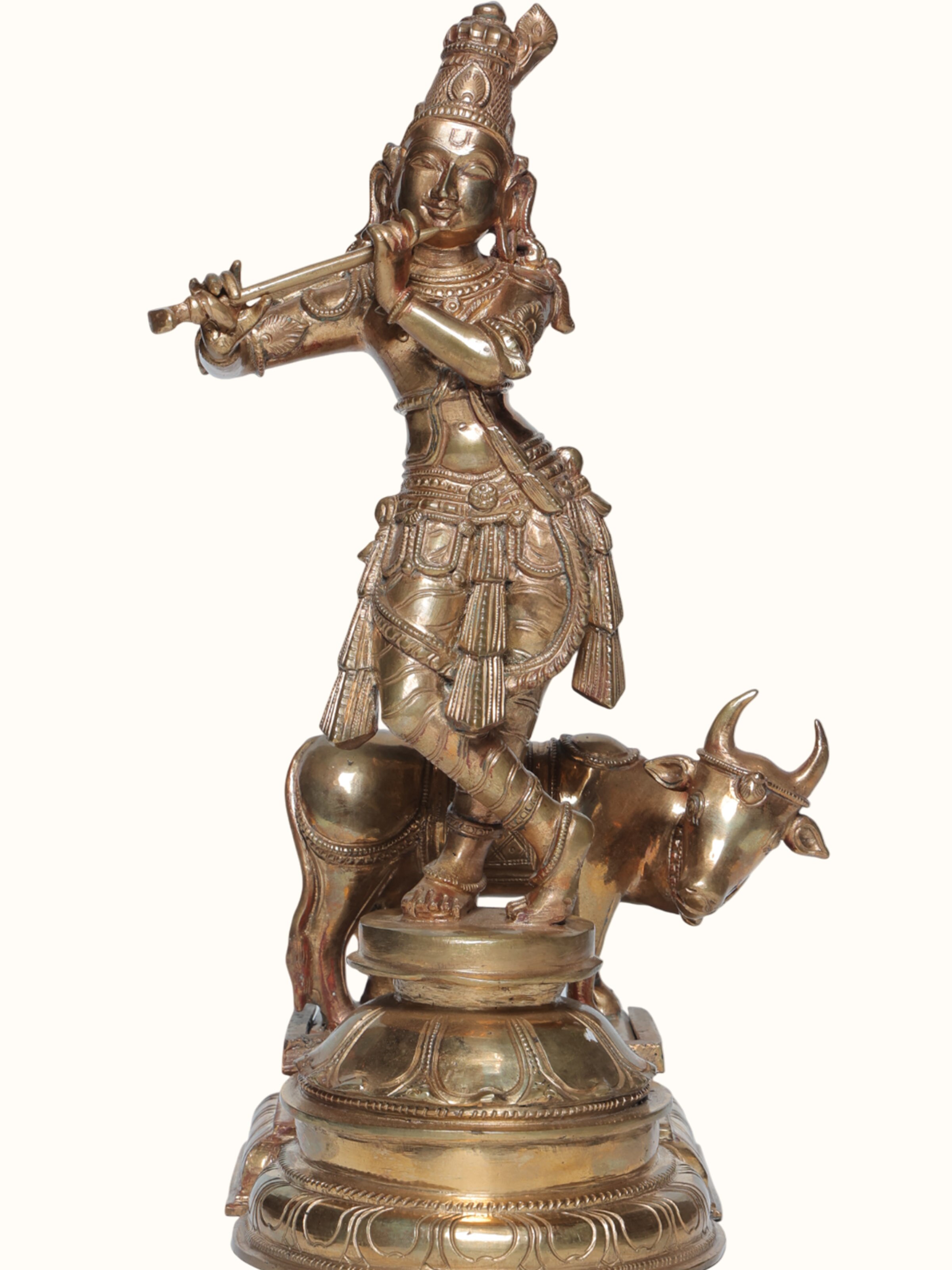 Bronze Cast Cow Krishna Idol