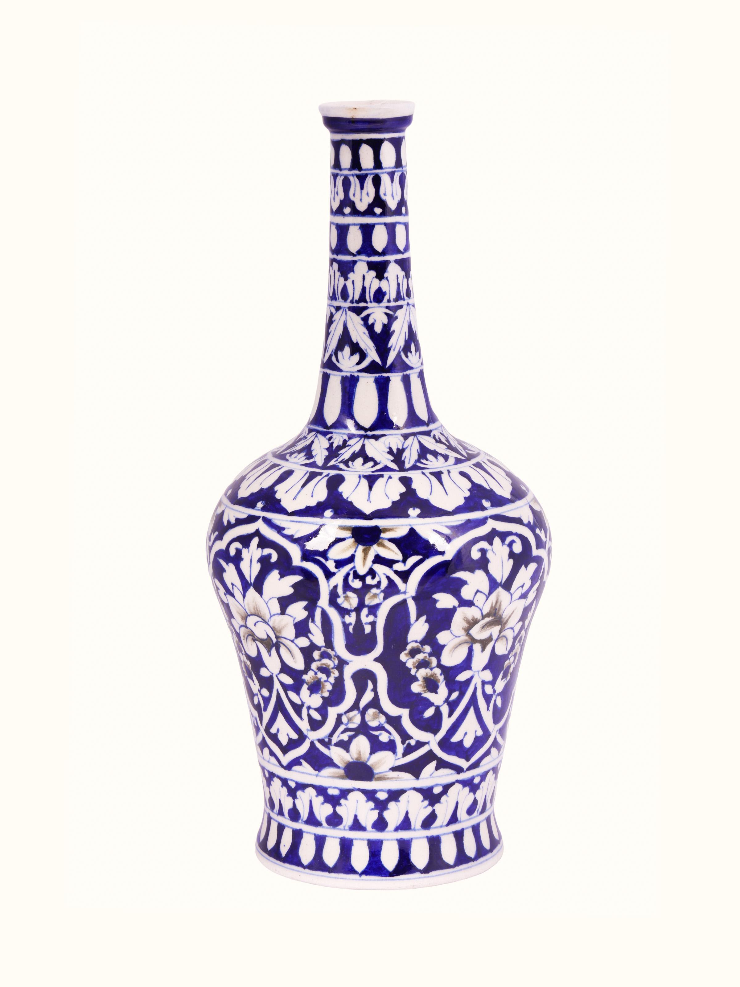 Back view of Blue Pottery Ceramic Table Vase