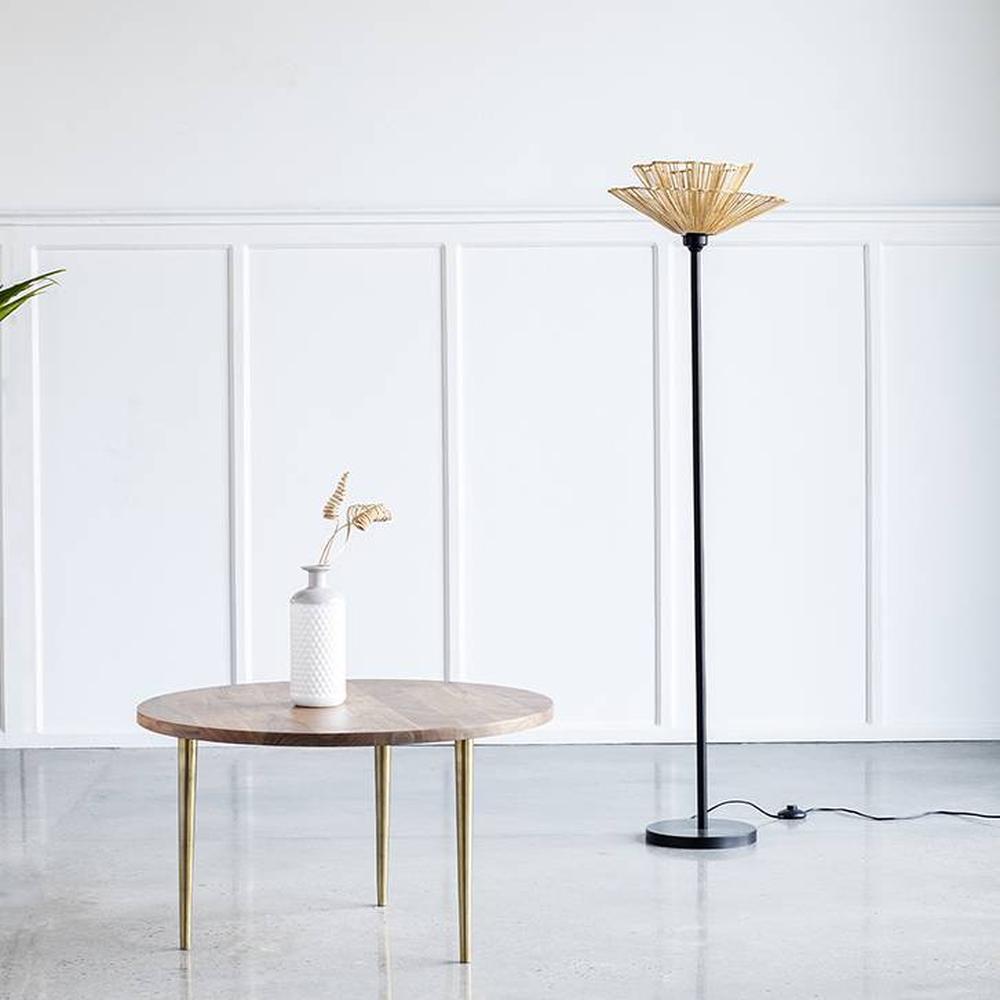 Iris Natural Floor Lamp With Natural Iron Base