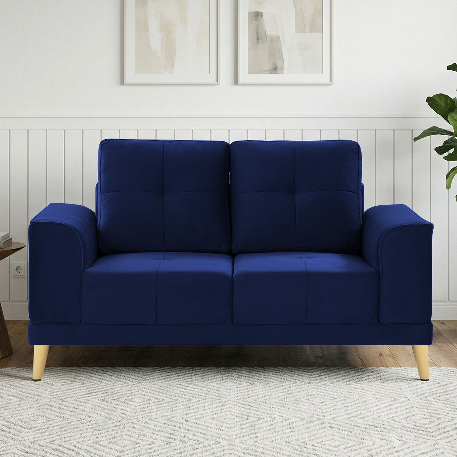 Nency Velvet 2 seater Sofa Navy Blue - Home Lifestylez