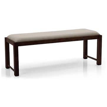 Oribi Dining Bench In Mahogany Finish With Wheat Brown Fabric
