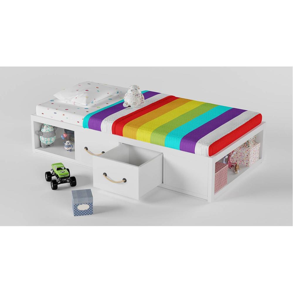 Collected Cool Engineered Wood Box Storage Bed in White Colour