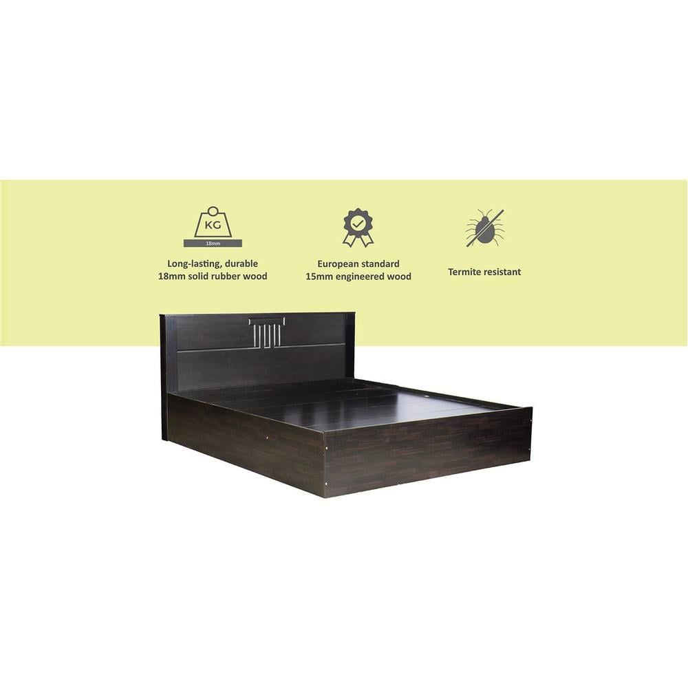 Styx Solid Wood Queen Size Drawer Storage Bed In Melamine Finish