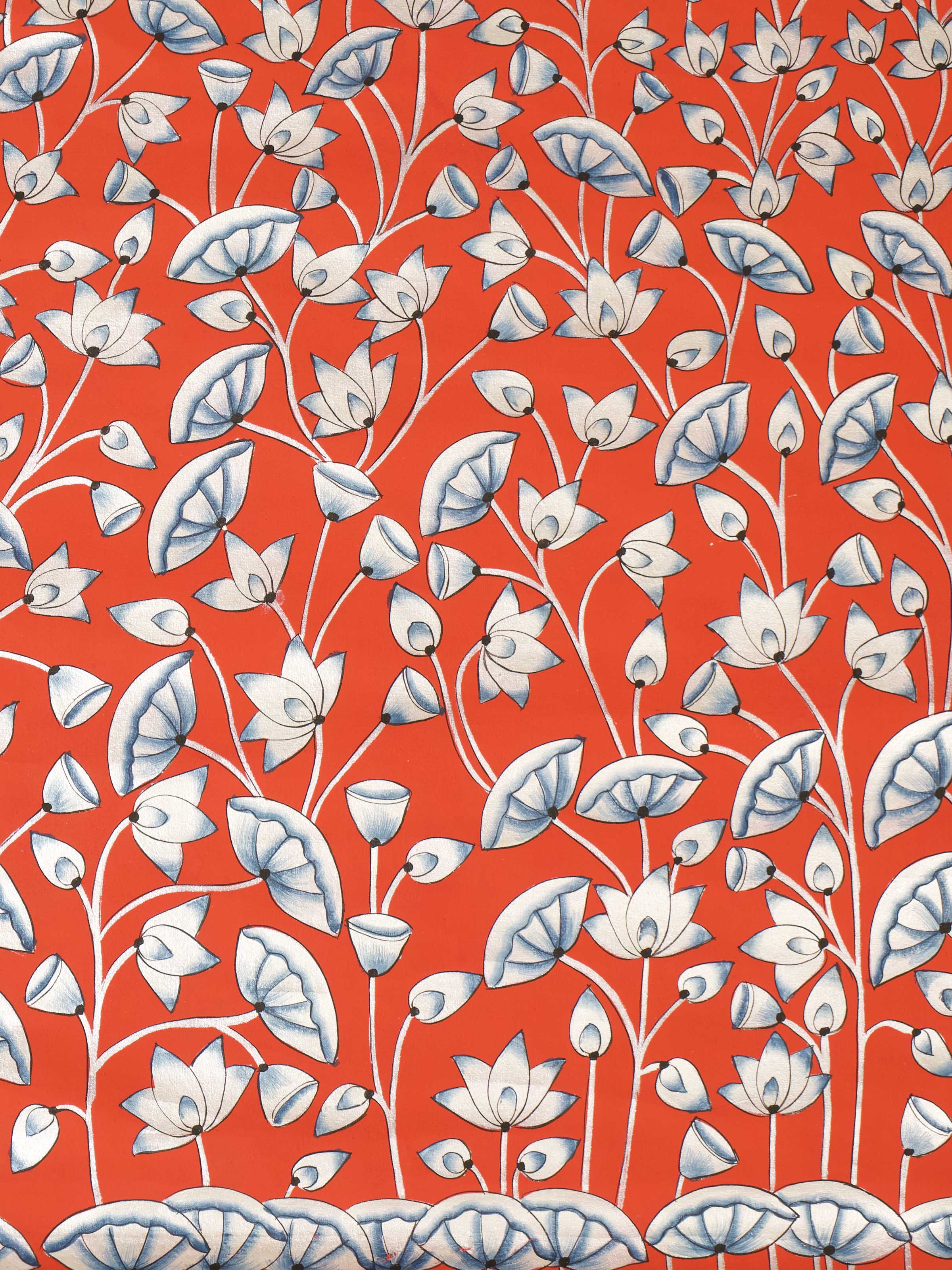 Kamal Talai Orange Pichwai Painting